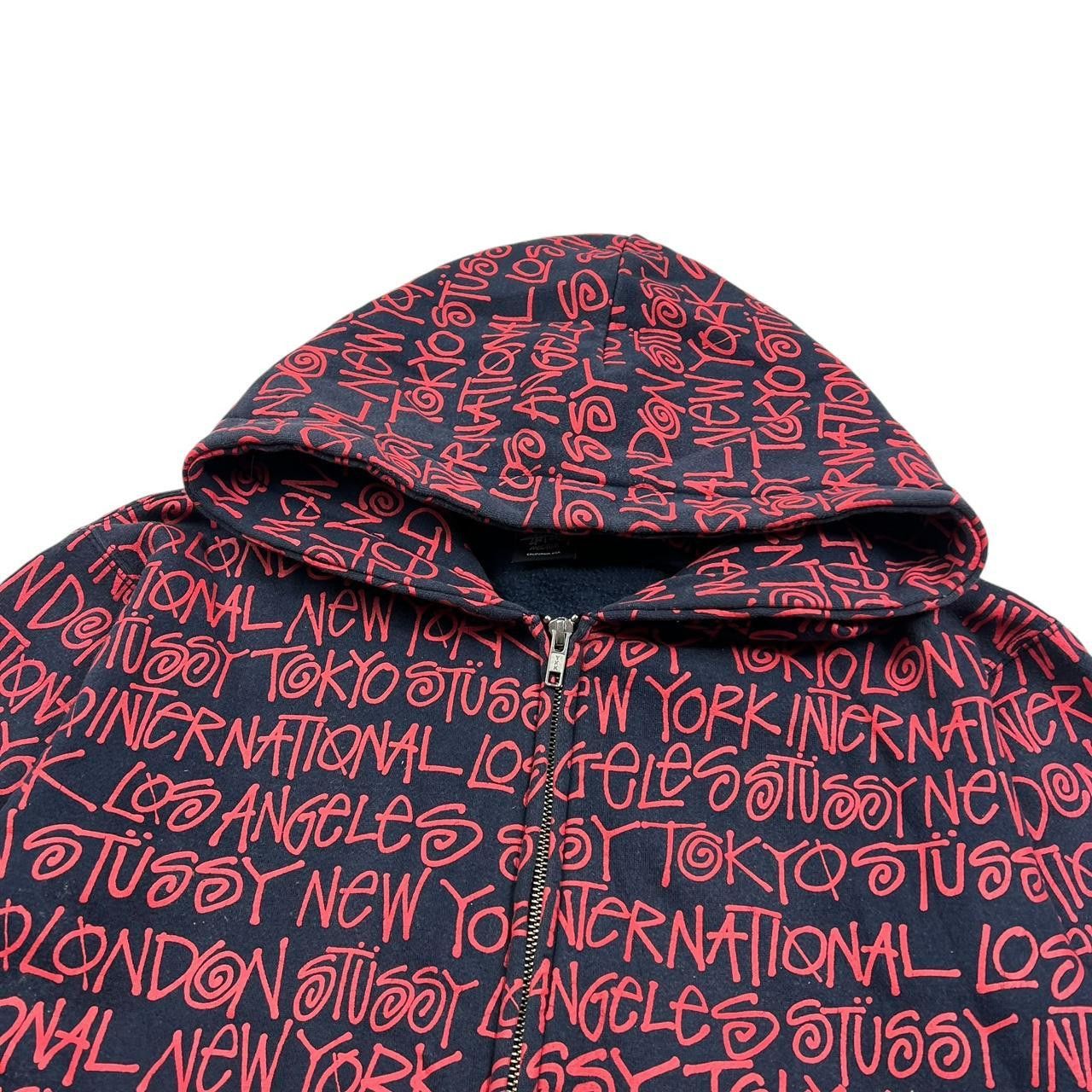 Stussy Vintage Stussy World Tour City Text Zip Up Hoodie - Medium Size US M / EU 48-50 / 2 - 2 Thumbnail