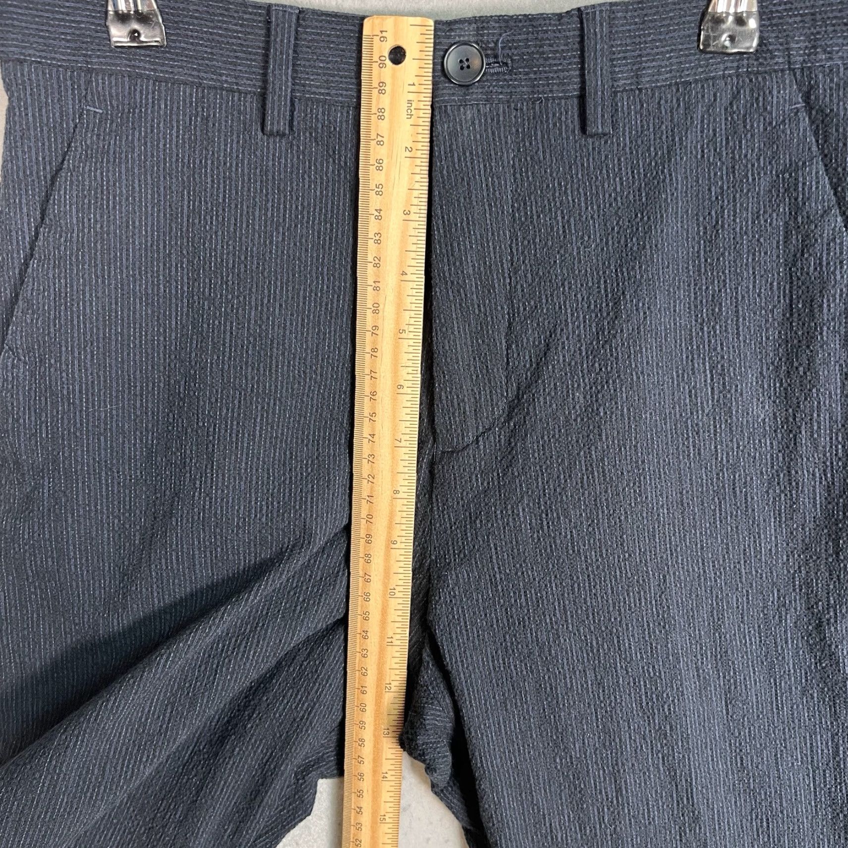 Zara VINTAGE Zara Seersucker Pants Womens Small Blue Slim Leg Relaxed Fit Size 28" / US 6 / IT 42 - 6 Thumbnail