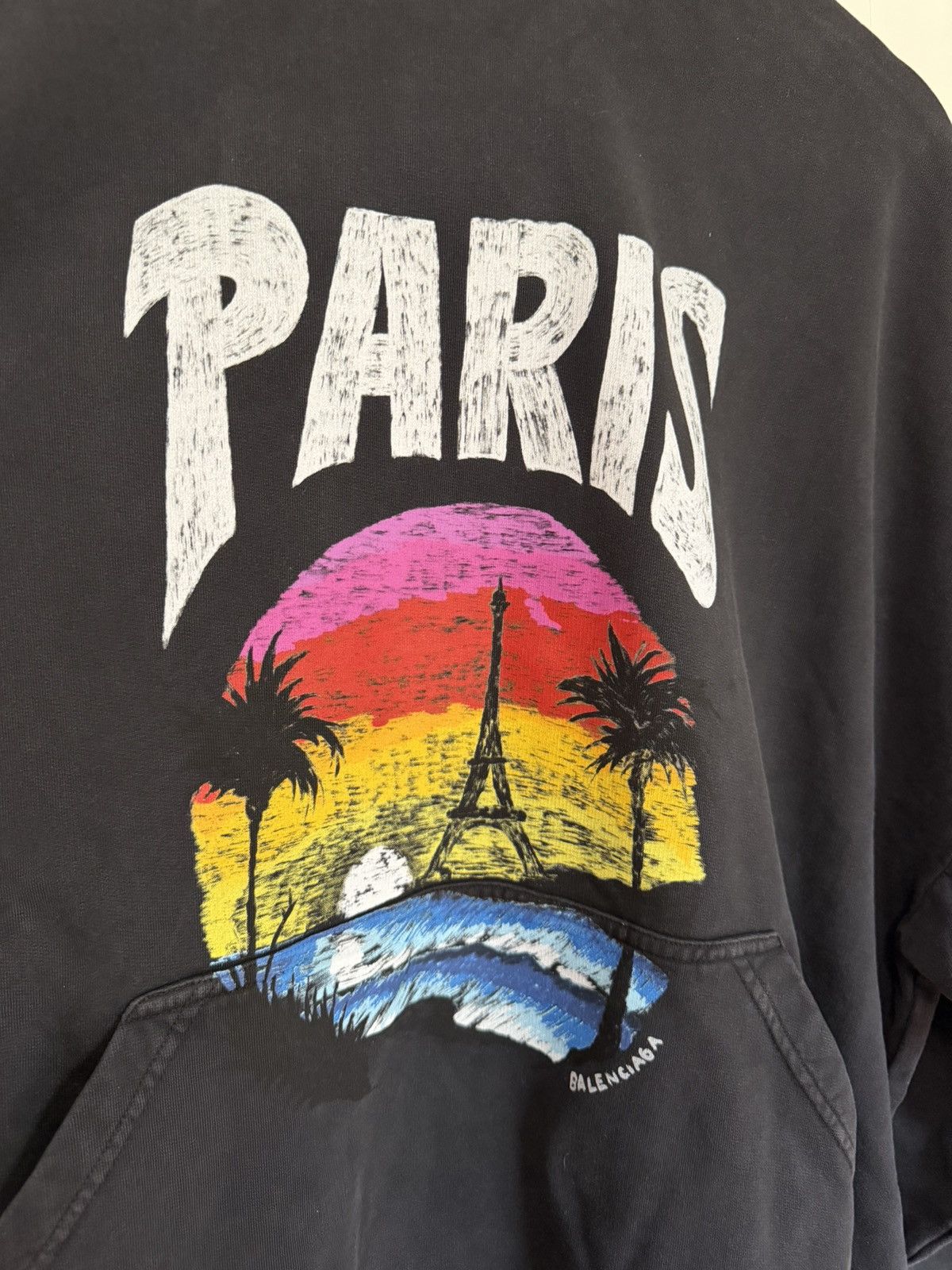 Balenciaga Balenciaga Paris Tropical Oversized Hoodie ‘Black/White’ Size US M / EU 48-50 / 2 - 2 Thumbnail