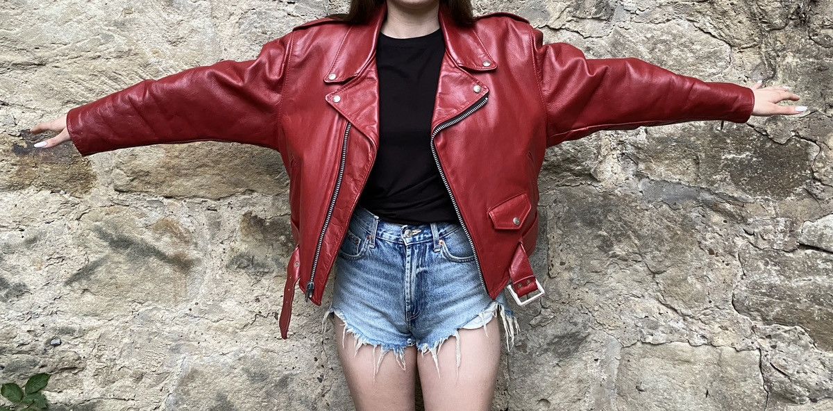Schott Oversized Red Schott Perfecto Vintage Biker Jacket Size 14 Size L / US 10 / IT 46 - 5 Thumbnail