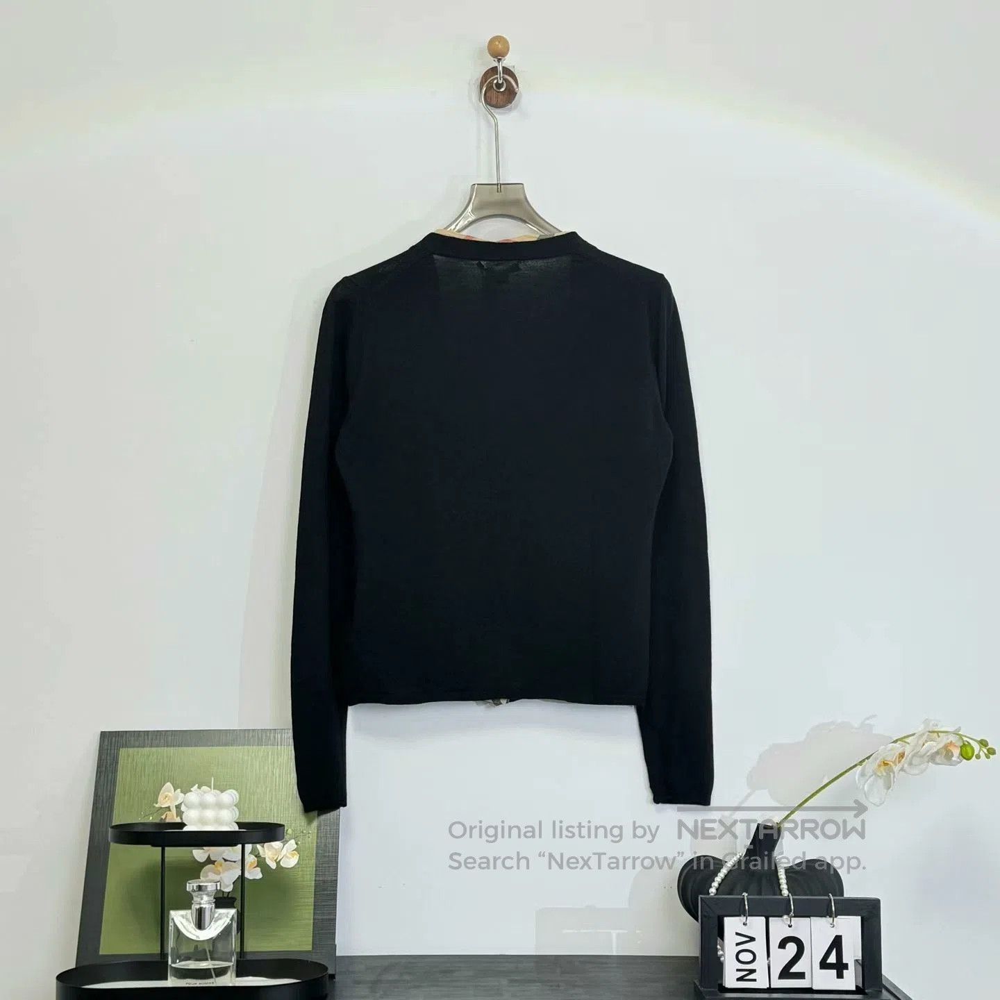 Burberry burberry black cardigan with check trim. Size L / US 10 / IT 46 - 3 Thumbnail