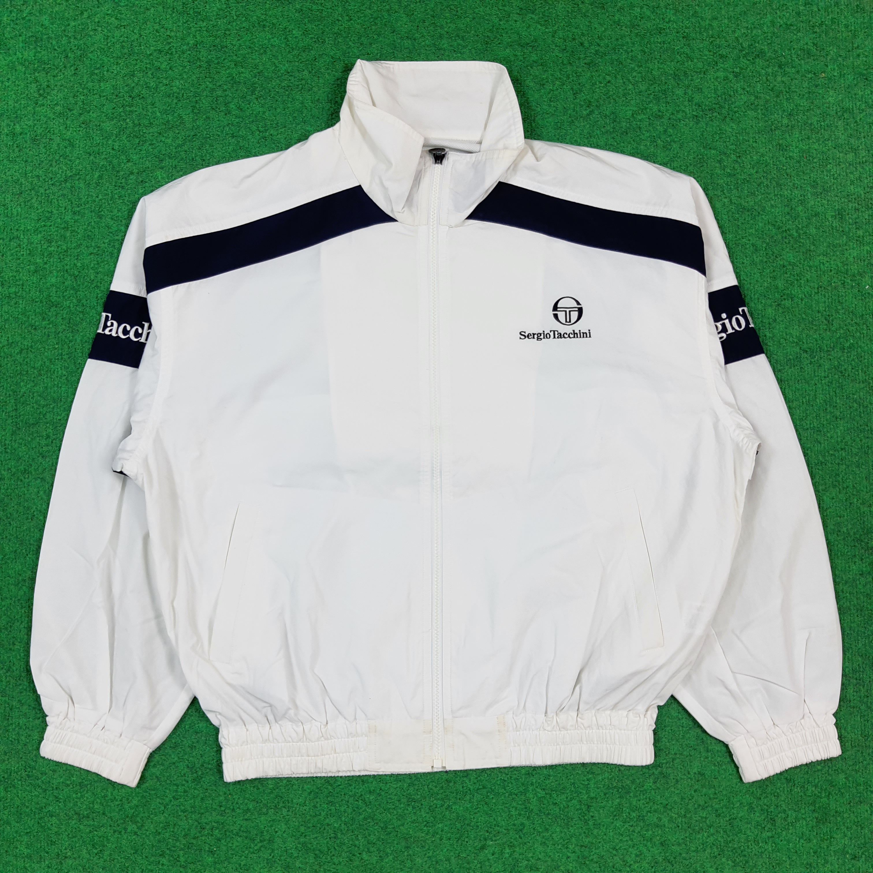 Sergio Tacchini Vintage Sergio Tacchini Sport Zipper White Jacket C296N29 Size US L / EU 52-54 / 3 - 1 Thumbnail
