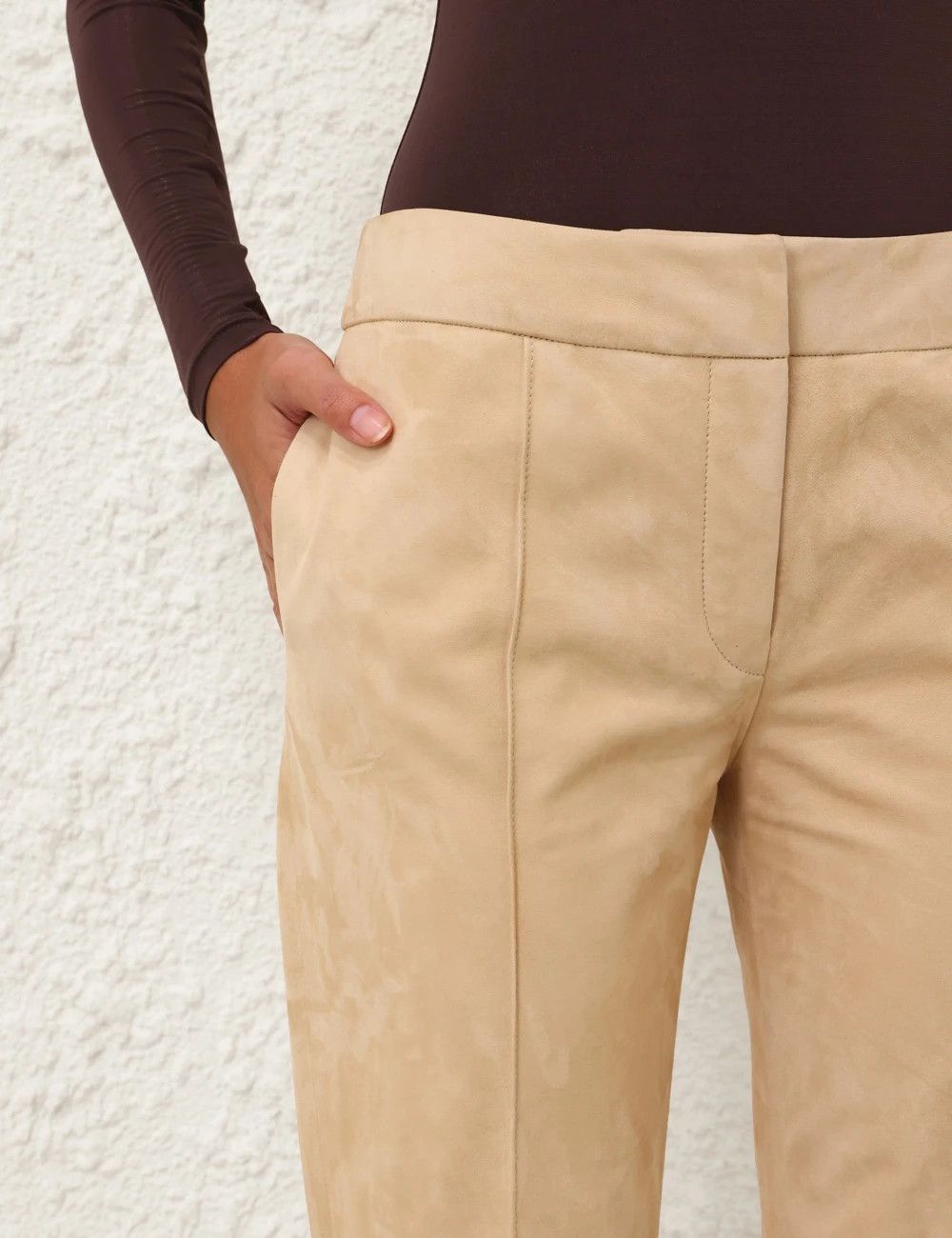 Zimmermann oc11z0226 Illuminate Suede Flare Pants In Beige Size 30" / US 8 / IT 44 - 5 Thumbnail