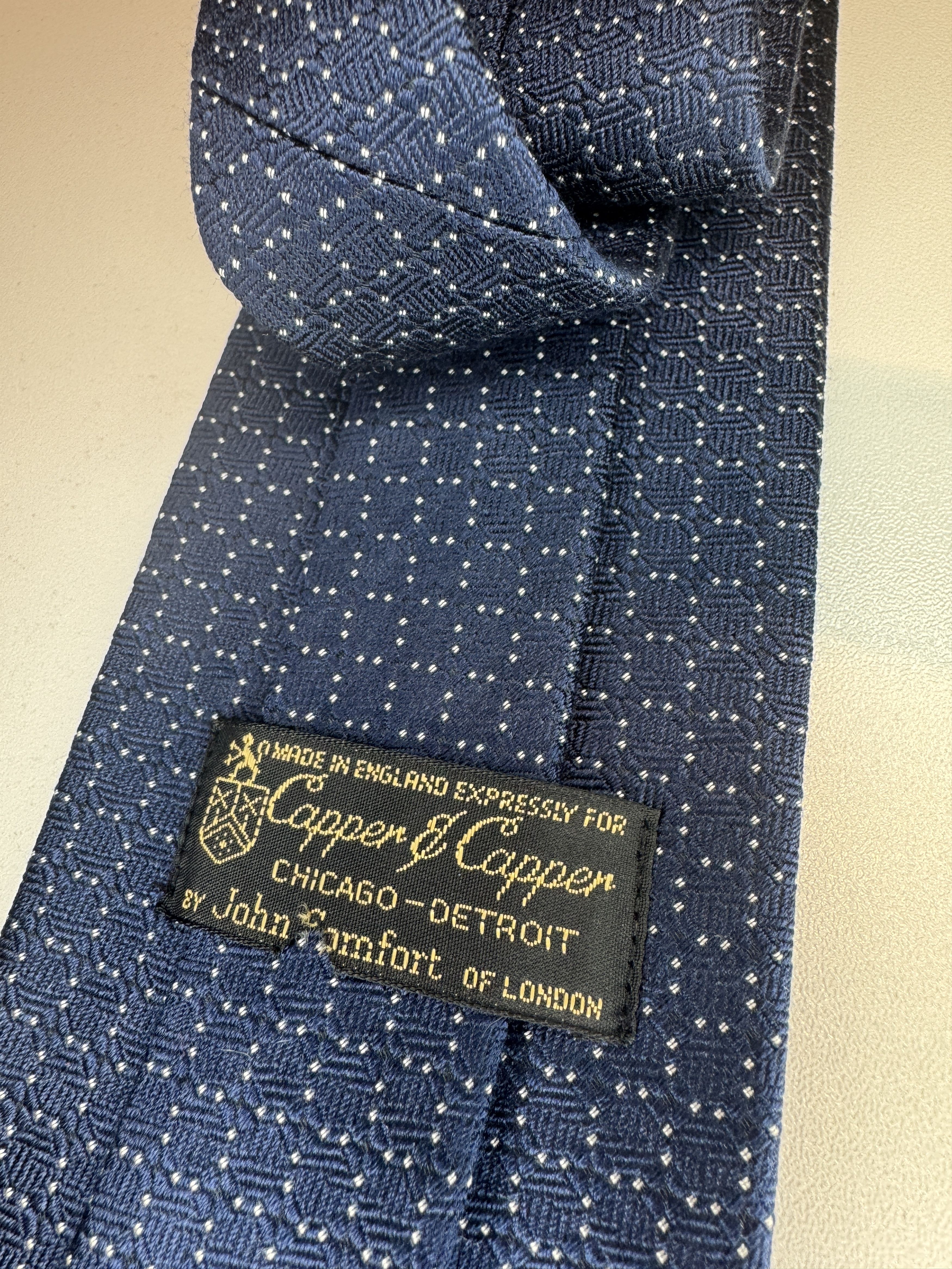 Other RARE John Comfort Tie Navy White Dot Geometric Pattern Size ONE SIZE - 6 Thumbnail