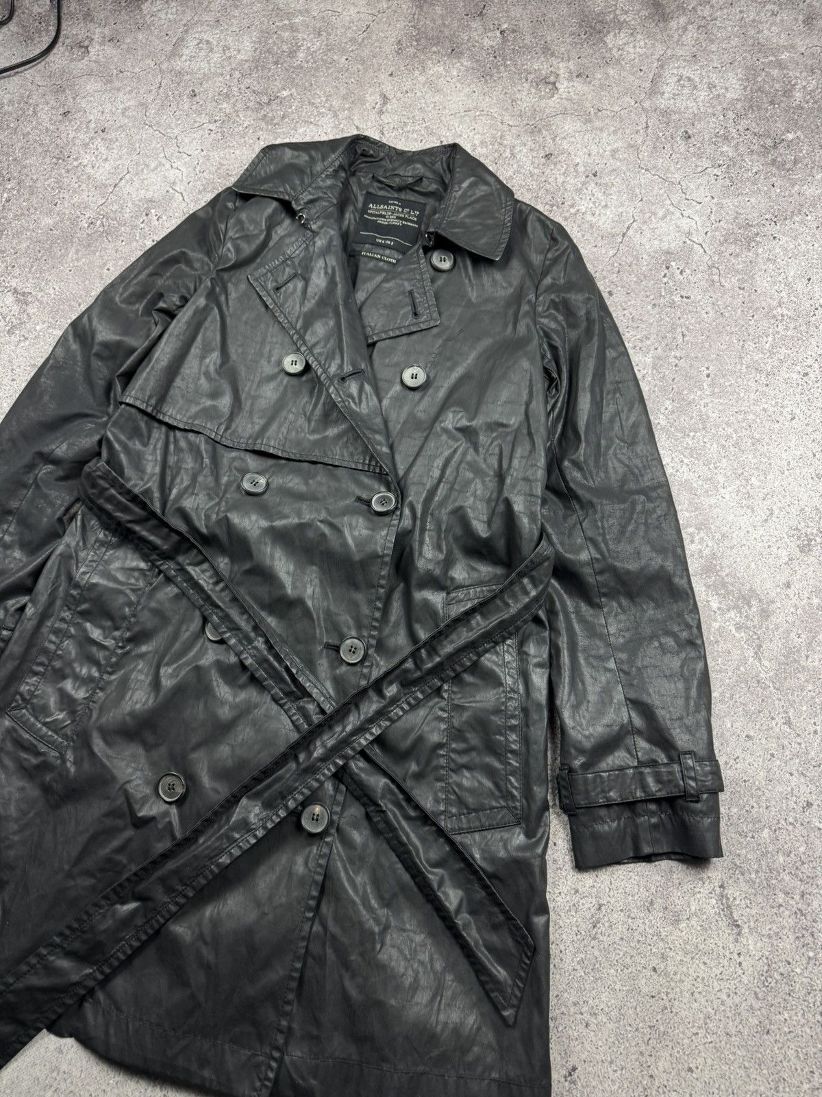 Allsaints Vintage Allsaints Y2K Black Trench coat Size XS / US 0-2 / IT 36-38 - 4 Thumbnail