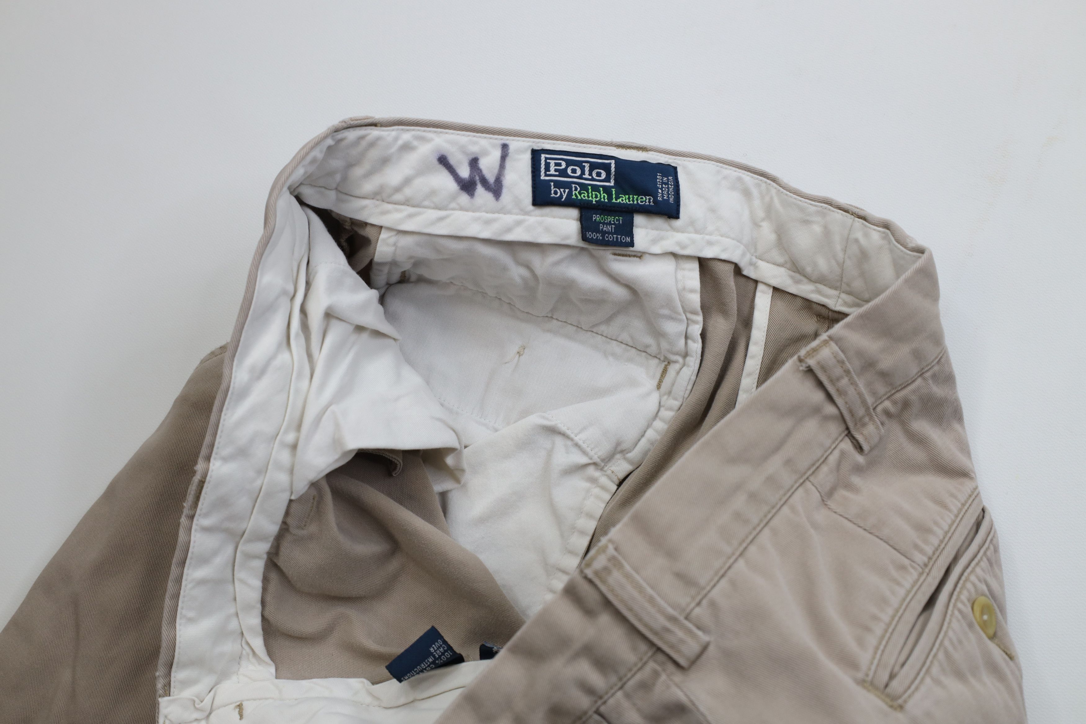 Ralph Lauren Vintage 90s Ralph Lauren Wide Leg Chino Pants Beige Cotton Size US 38 / EU 54 - 8 Thumbnail