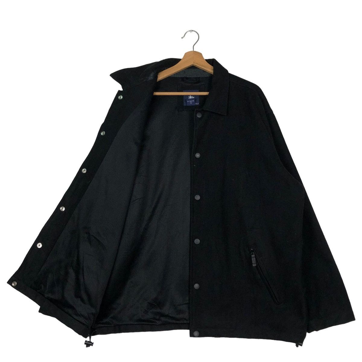 Stussy 🔥VINTAGE STUSSY WOOL JACKET BIKER RICH BLACK Size US L / EU 52-54 / 3 - 11 Thumbnail
