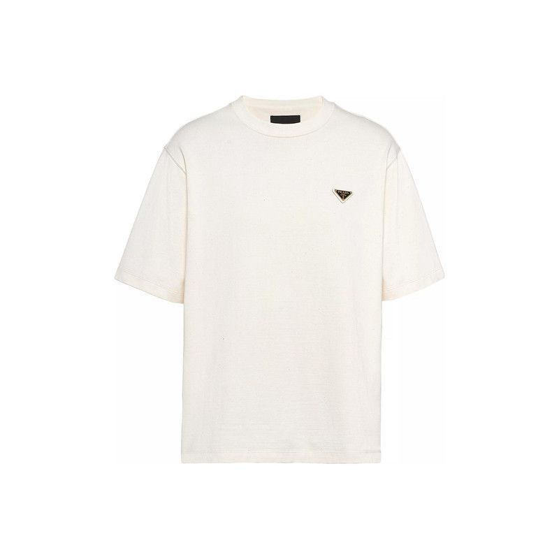Prada Prada Ivory Cotton Short Sleeve TShirt-2506 Size US L / EU 52-54 / 3 - 6 Thumbnail