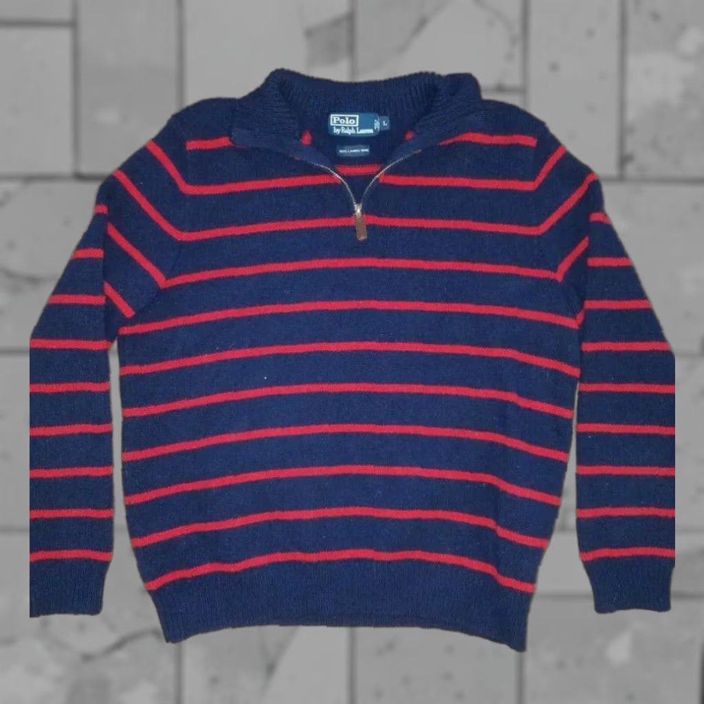 Polo Ralph Lauren VINTAGE Polo Ralph Lauren Sweater Pullover 1/4 Lambs Wool Mens L Blue Wool Pullover Mens L Size US L / EU 52-54 / 3 - 1 Thumbnail