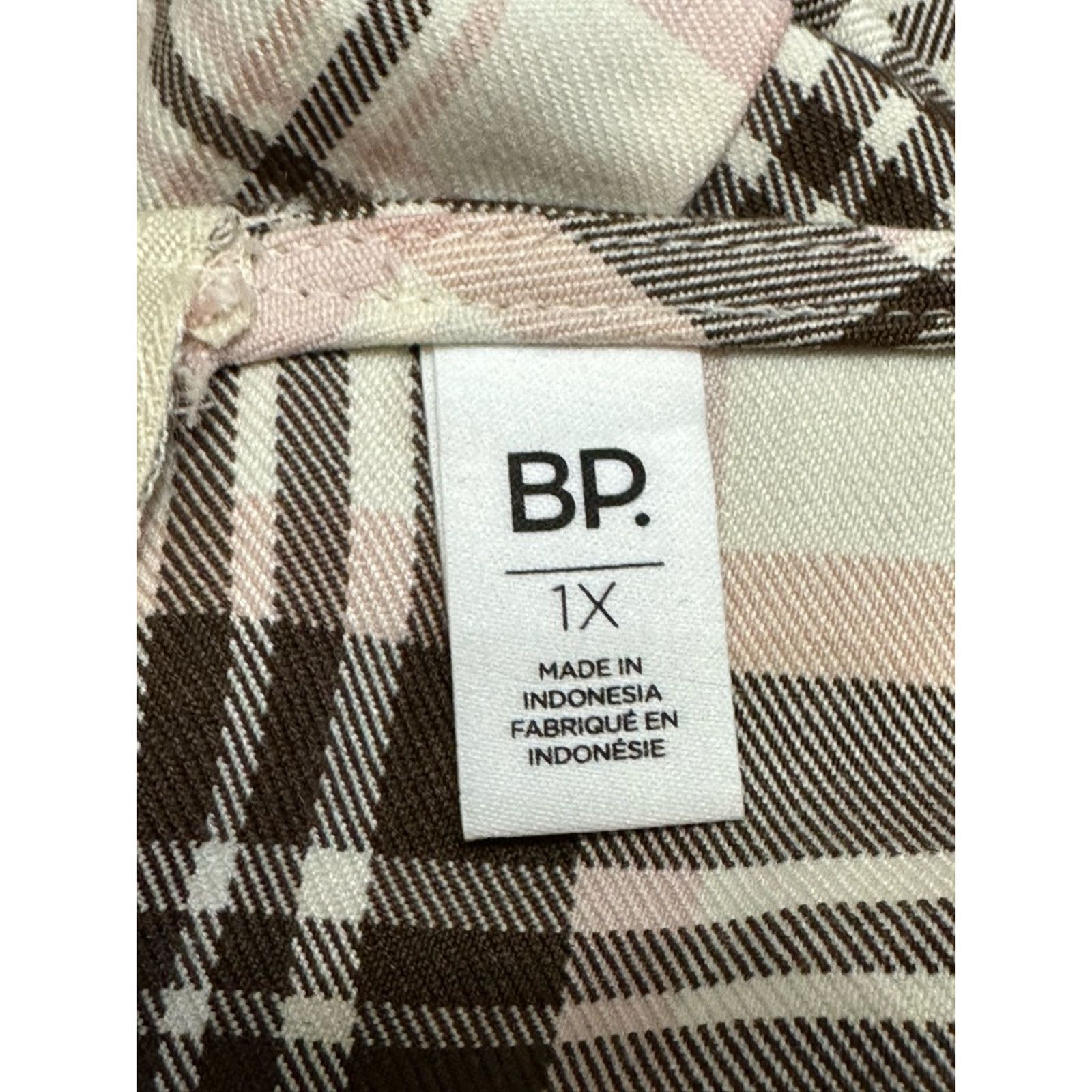 BP. BP A-Line Dress Plaid Pattern Above Knee Zip Ivory W 1X NWOT Size XL / US 12-14 / IT 48-50 - 7 Thumbnail