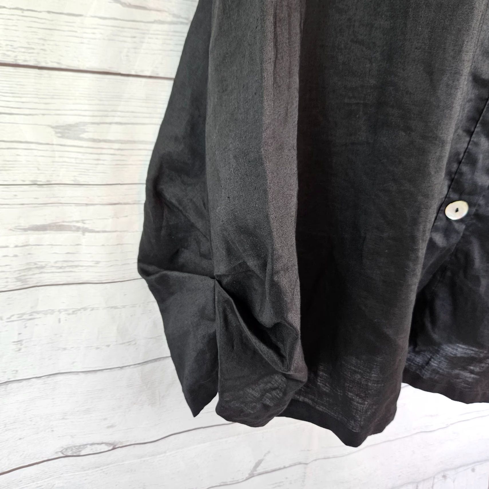 Vintage IC by Connie K Womens Linen Tunic Button-Up Sleeveless Sz M Black Size M / US 6-8 / IT 42-44 - 3 Thumbnail