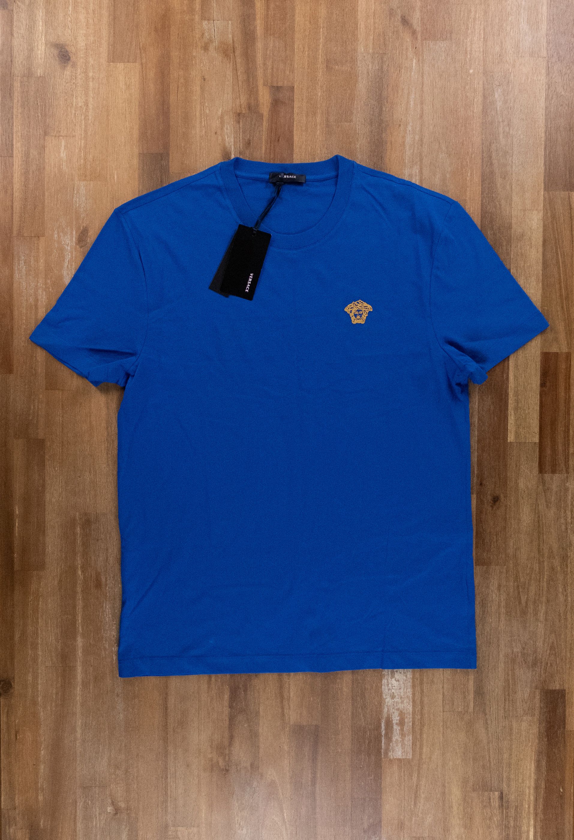 image of Versace Blue Chest Medusa Head Logo Embroidered T-Shirt Xl, Men's