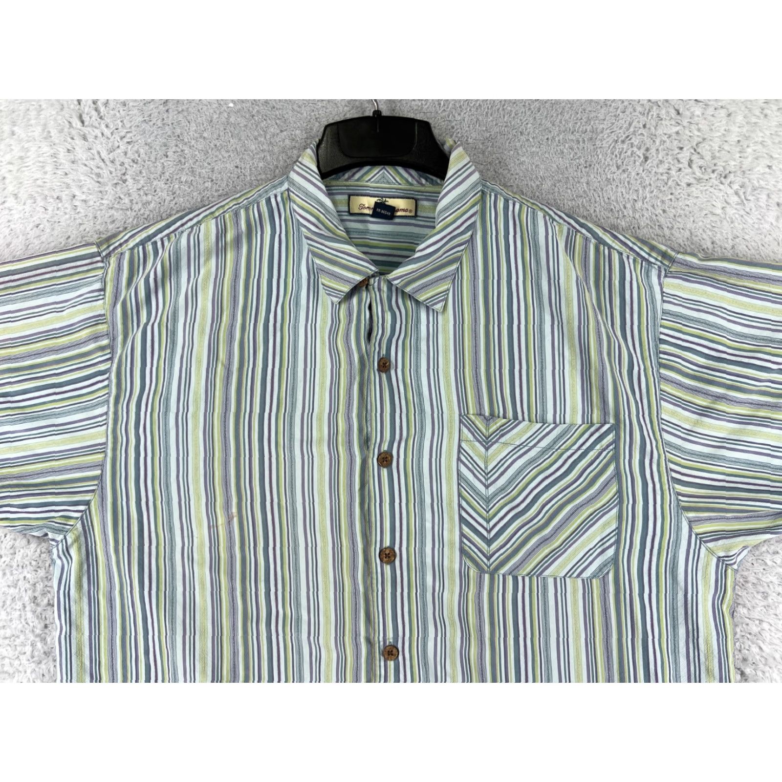 Tommy Bahama Tommy Bahama Shirt Men XL Blue Green Striped Silk Button Up Hawaiian Size US XL / EU 56 / 4 - 6 Thumbnail