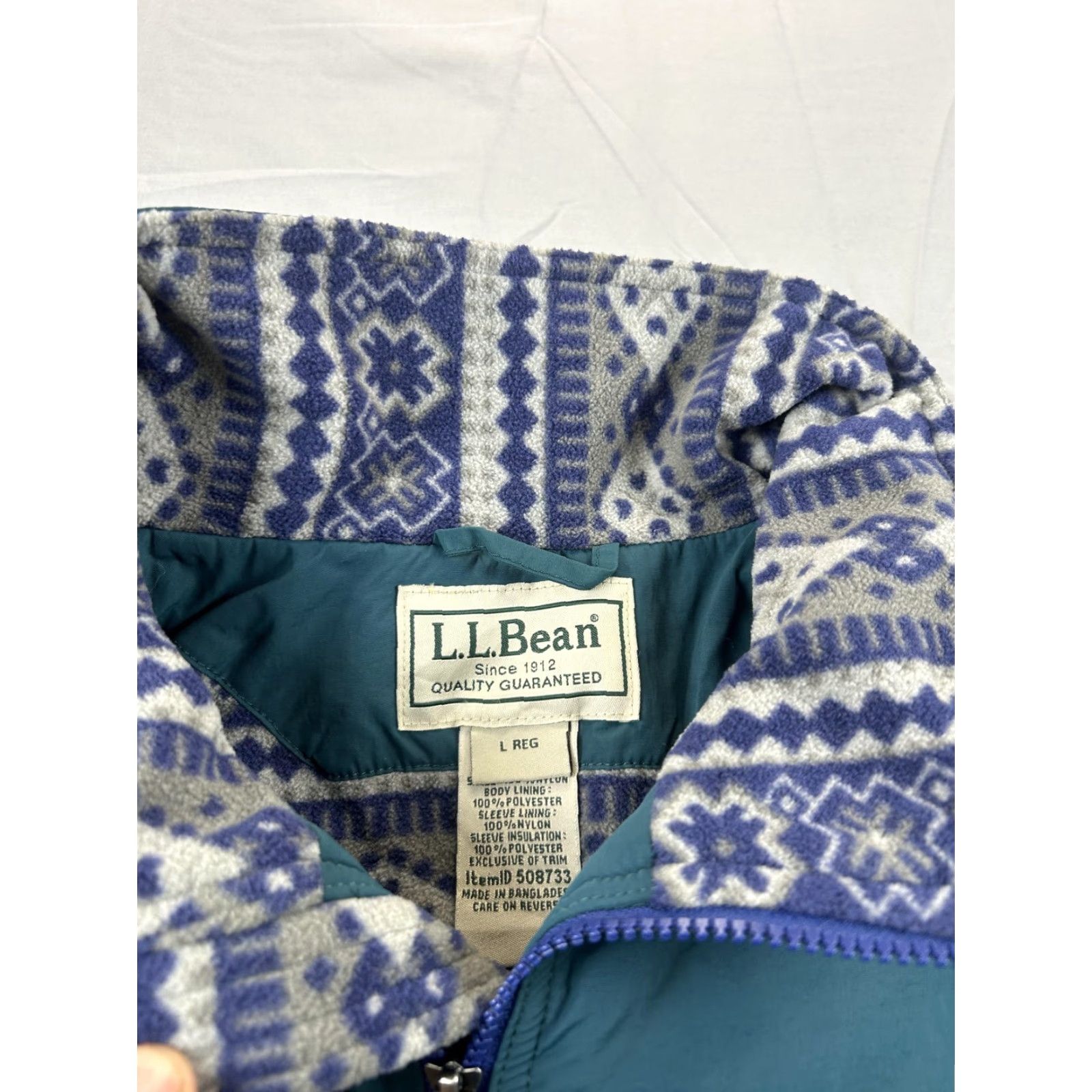 Vintage LL Bean Jacket Mens Large Green Nylon Bomber Fleece Lined Full Zip Size US L / EU 52-54 / 3 - 2 Thumbnail
