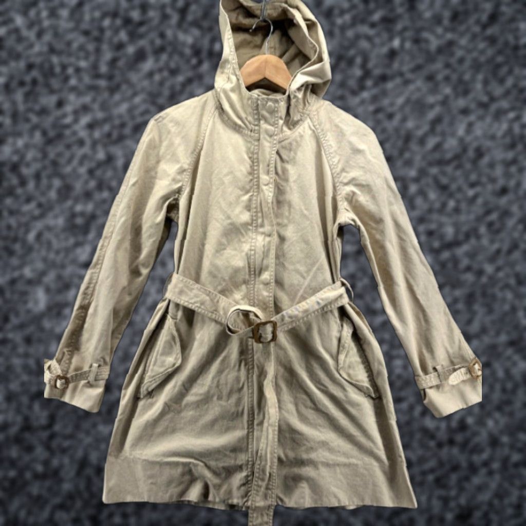 J.Crew VINTAGE? No. J.CREW Trench Coat Coat Women 8 Beige Cotton Hooded Zip Long Sleeve Mid-Length Winter Classic Size M / US 6-8 / IT 42-44 - 1 Thumbnail