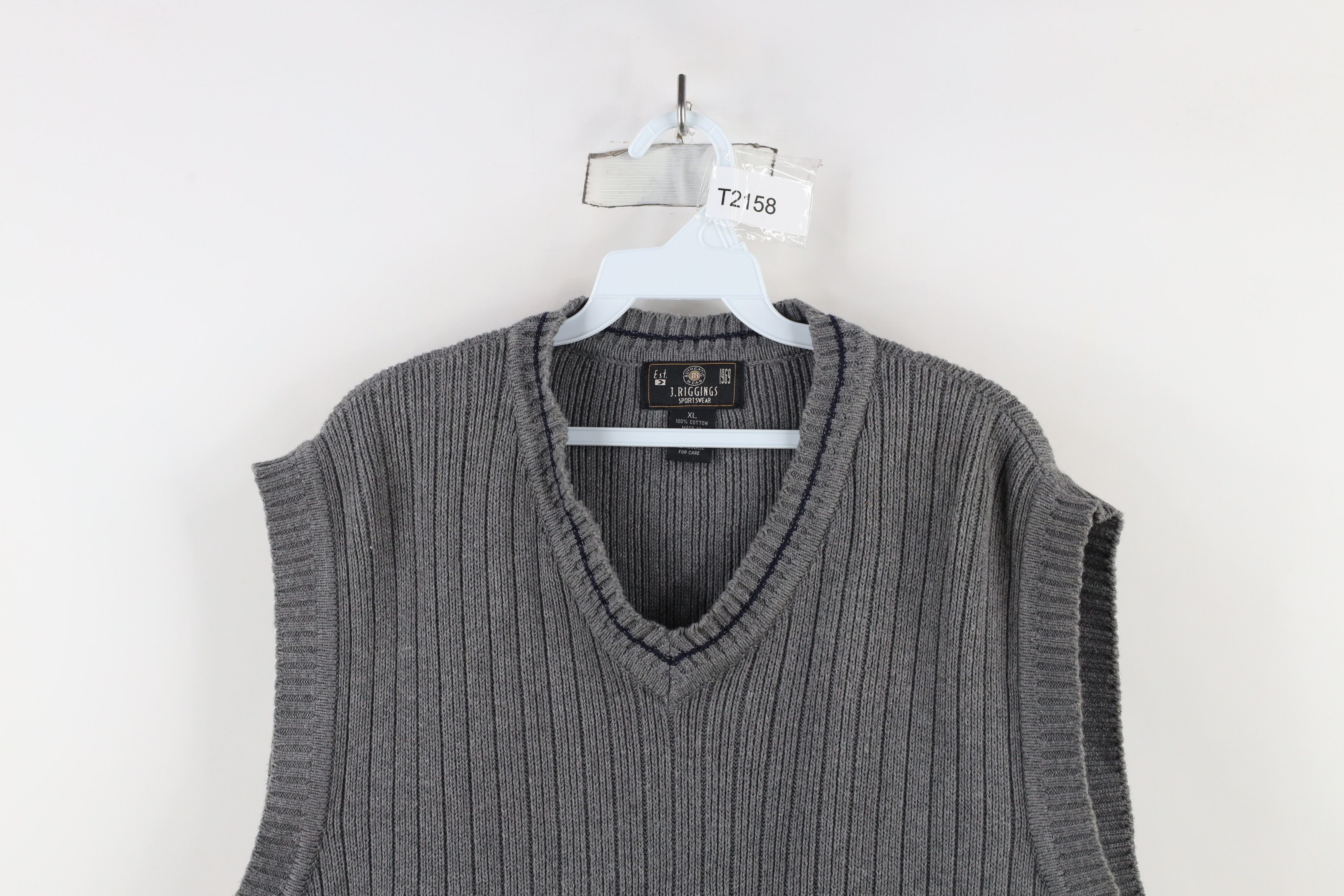 Vintage Vintage 90s Streetwear Cotton Ribbed Knit Sweater Vest Gray Size US XL / EU 56 / 4 - 2 Thumbnail