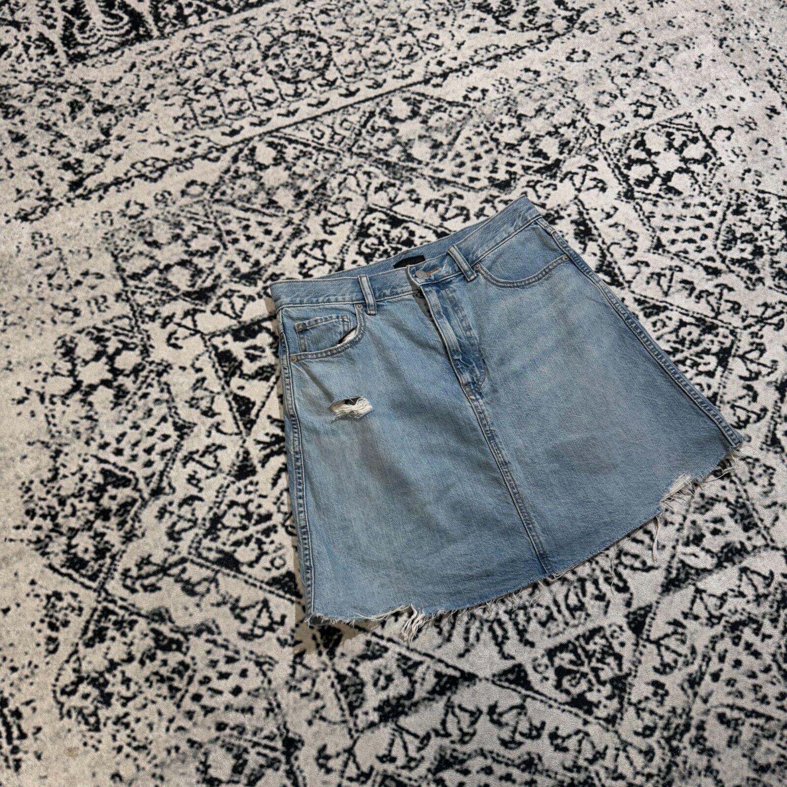Vintage Vintage Women's Blue Cotton Skirt Size W27 Regular Fit Size 27" / US 4 / IT 40 - 3 Thumbnail