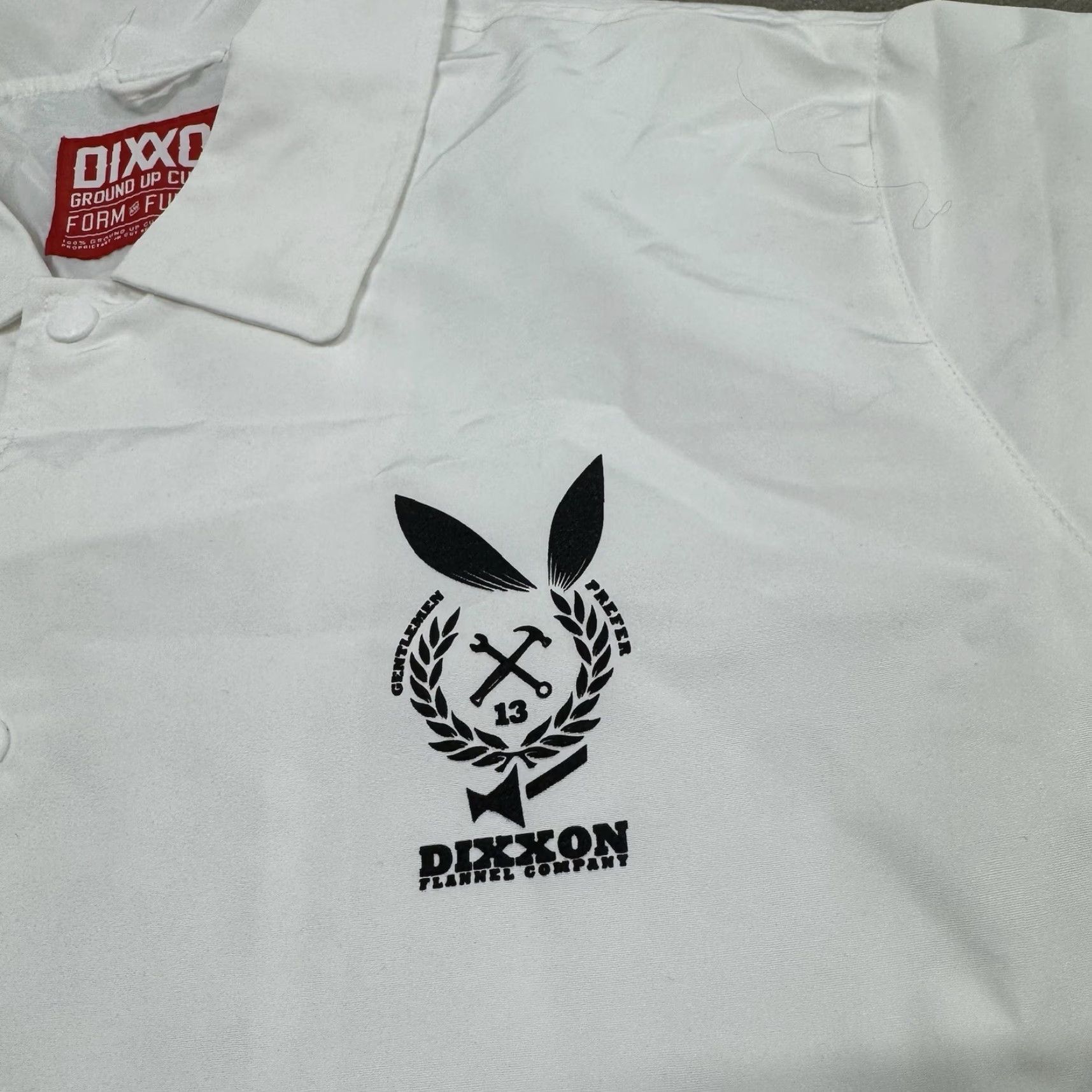 Vintage DIXXON Ground Up Custom Jacket WHITE Button Snap Windbreaker Mens L Size US L / EU 52-54 / 3 - 3 Thumbnail