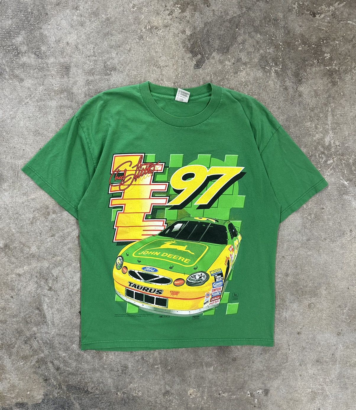 NASCAR Vintage 90s Nascar Chad Little John Deere Racing T-Shirt Size US XL / EU 56 / 4 - 1 Thumbnail