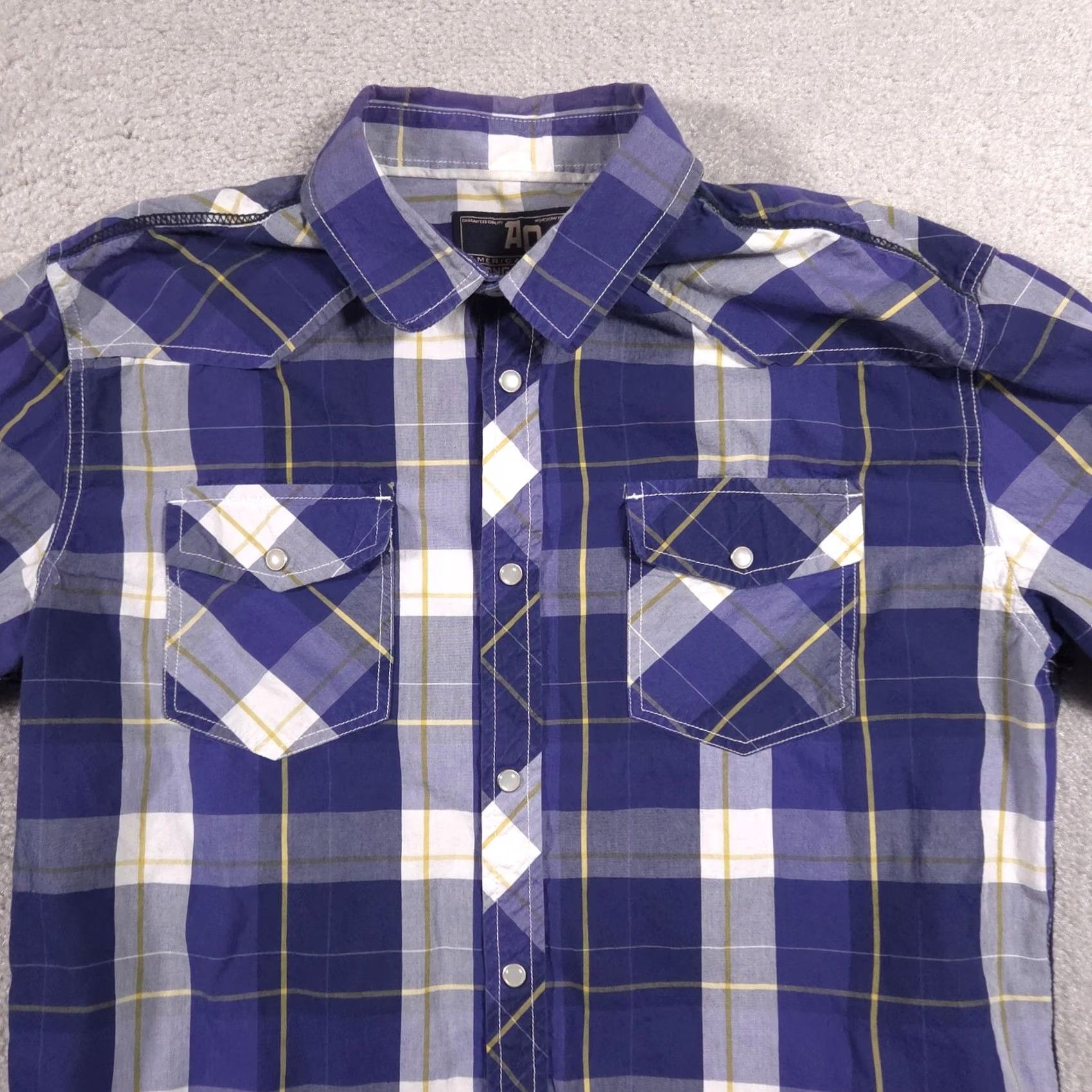 Vintage VINTAGE AO Shirt Mens Large Blue Plaid Western Snap Button Long Sleeve Cowboy Size US L / EU 52-54 / 3 - 4 Thumbnail