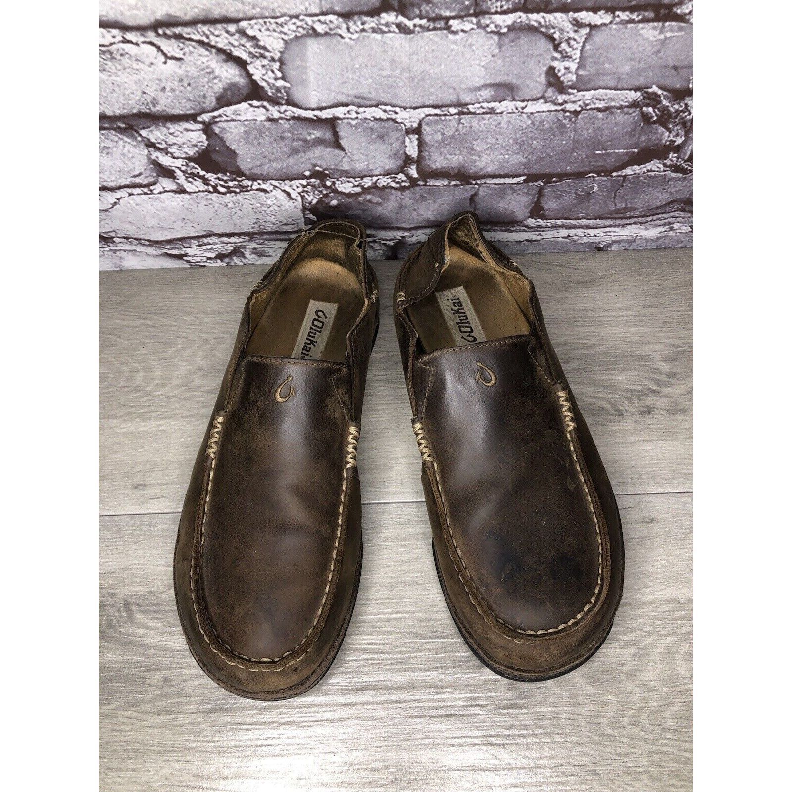 Olukai OluKai Moloa Brown Leather Casual Drop Heel Loafers Shoes Me Size US 10 / EU 43 - 20 Thumbnail