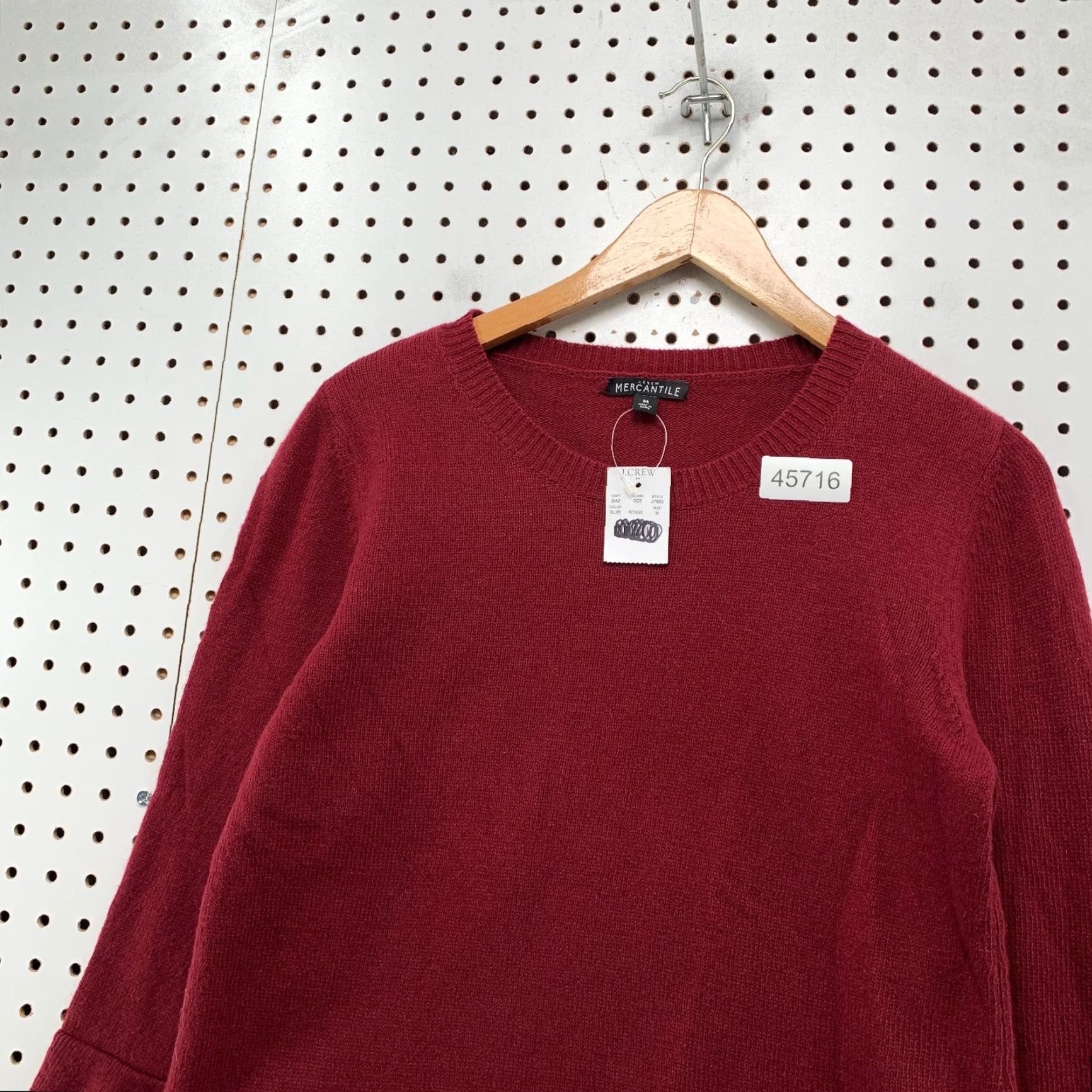 J.Crew NEW J.CREW Mercantile Sweater Womens Medium Red Wool Blend Ruffle Sleeve NWT Size M / US 6-8 / IT 42-44 - 7 Thumbnail