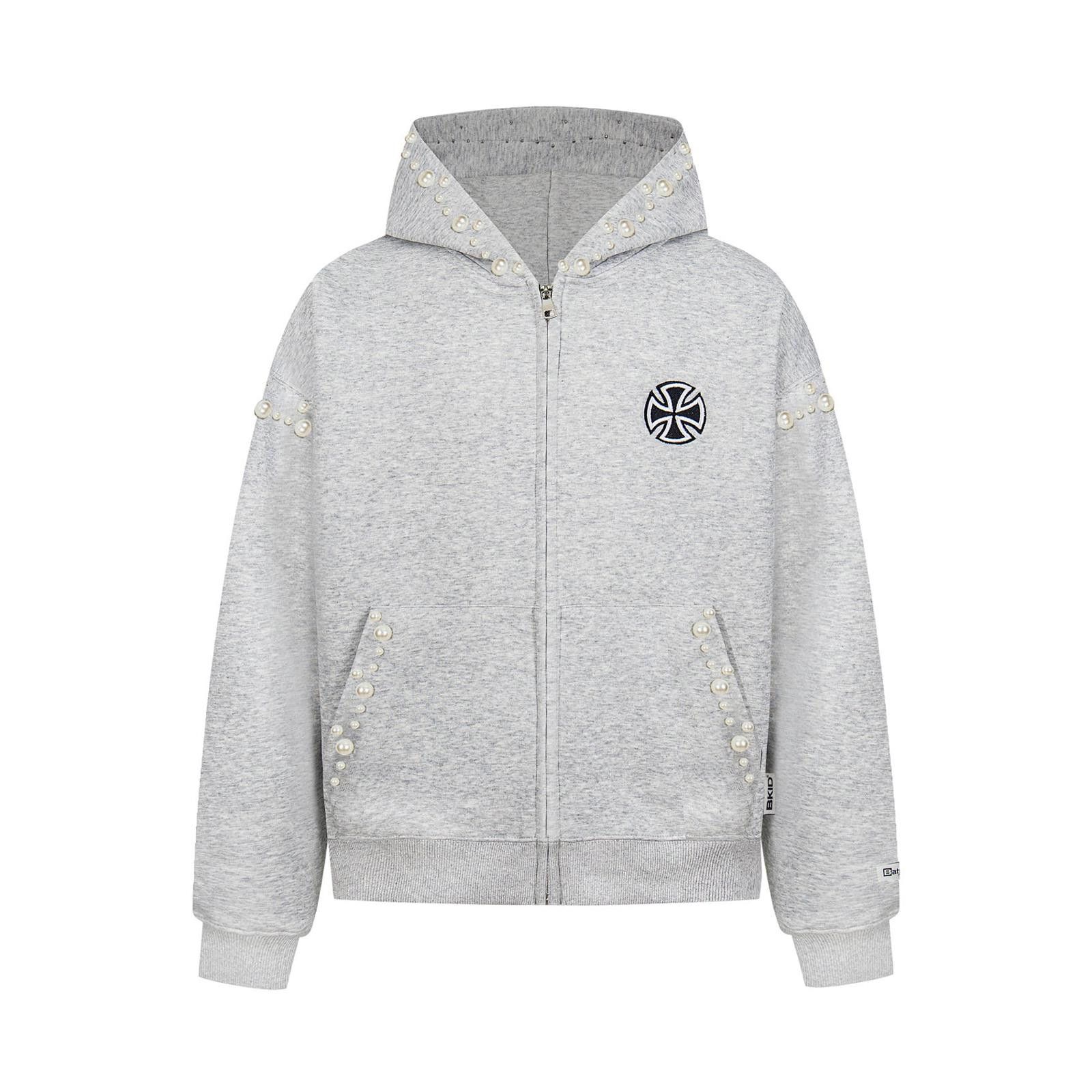 Japanese Brand Iron Cross Black Pearl-Studded Zip-Up Hoodie Size US L / EU 52-54 / 3 - 3 Thumbnail