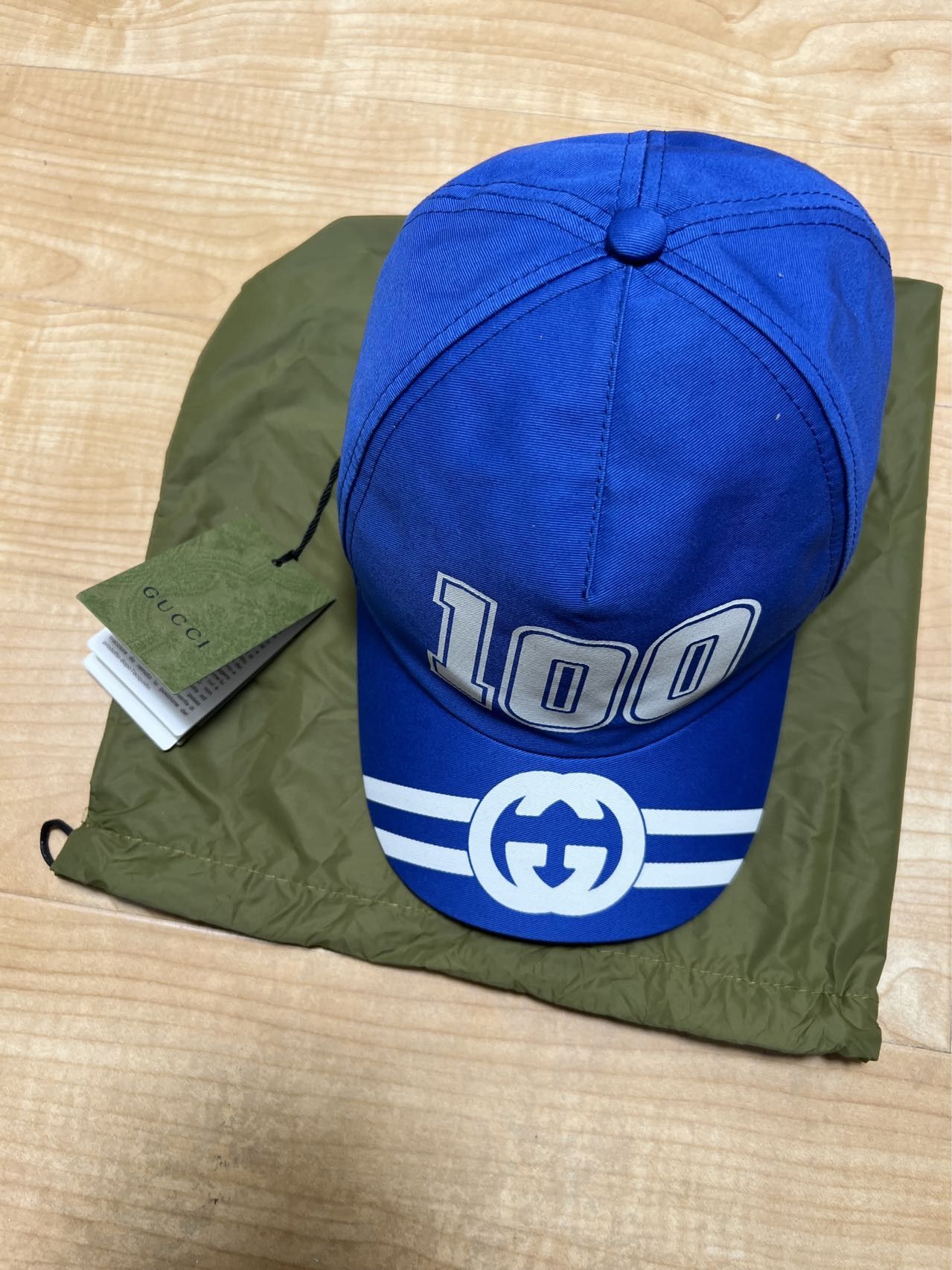 Gucci Gucci 100 Baseball Velcro Strap Cap Royal Blue/White Size ONE SIZE - 1 Thumbnail