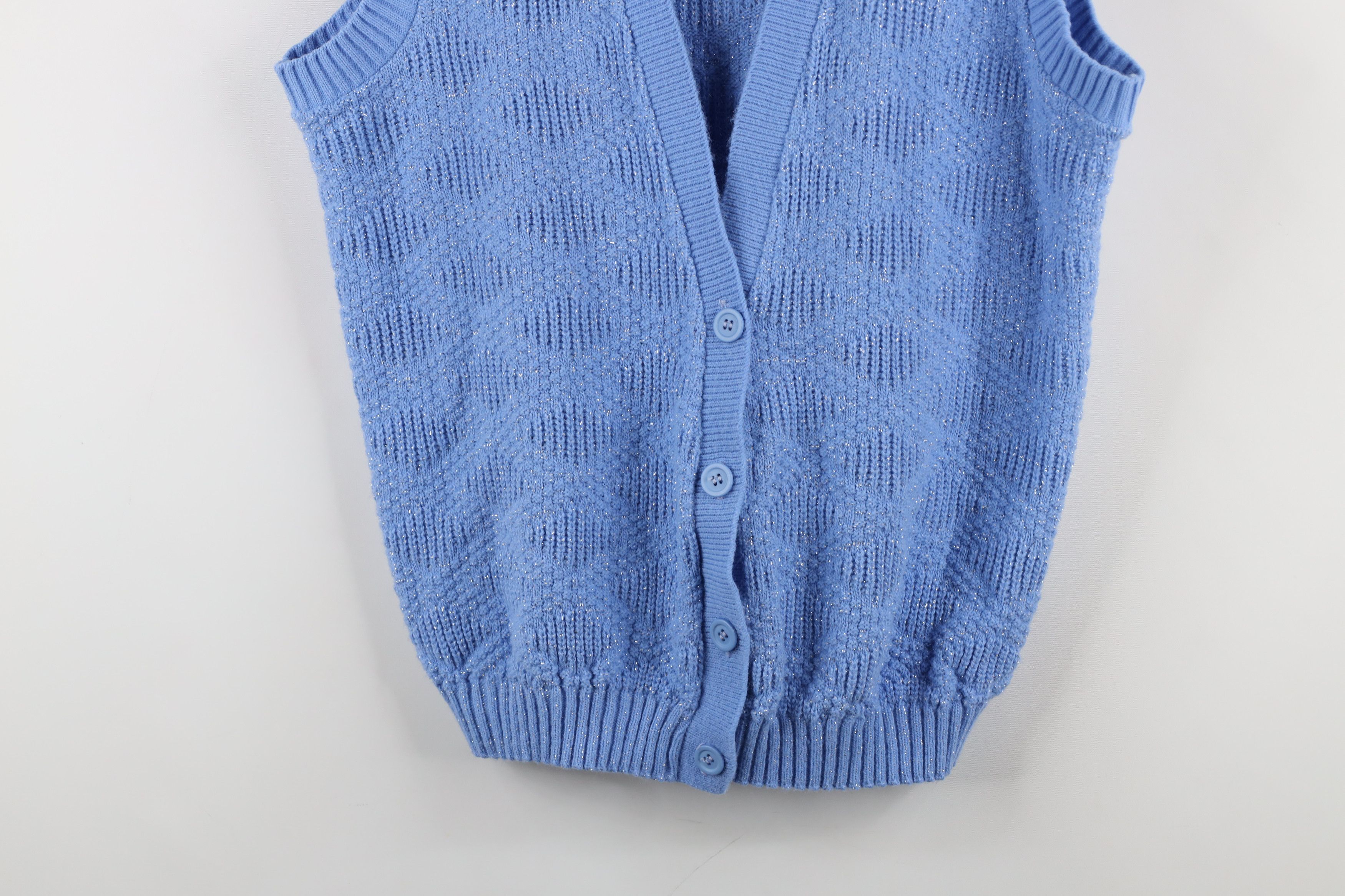Vintage Vintage 90s Streetwear Ribbed Knit Cardigan Sweater Vest Size L / US 10 / IT 46 - 3 Thumbnail