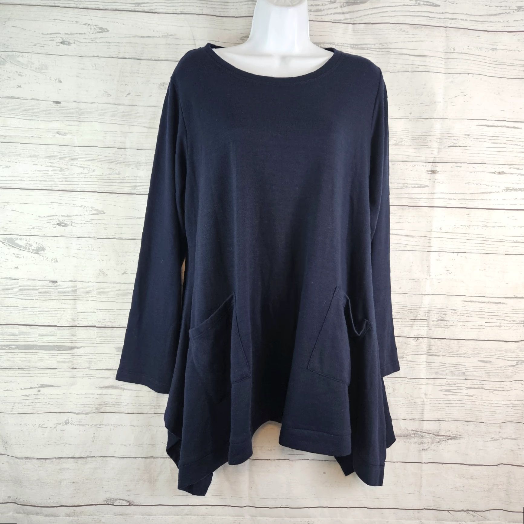Vintage Comfy USA Womens Blouse Long Sleeve Solid Blue Pockets Size L Size L / US 10 / IT 46 - 2 Thumbnail