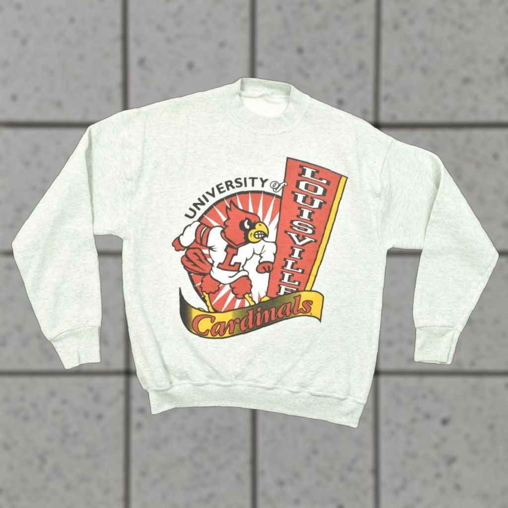 Vintage VINTAGE University of Louisville Cardinals Pullover Sweatshirt Gray L Men Regular Size Stain Logo Shirt Sweater Winter Fall Size US L / EU 52-54 / 3 - 1 Thumbnail