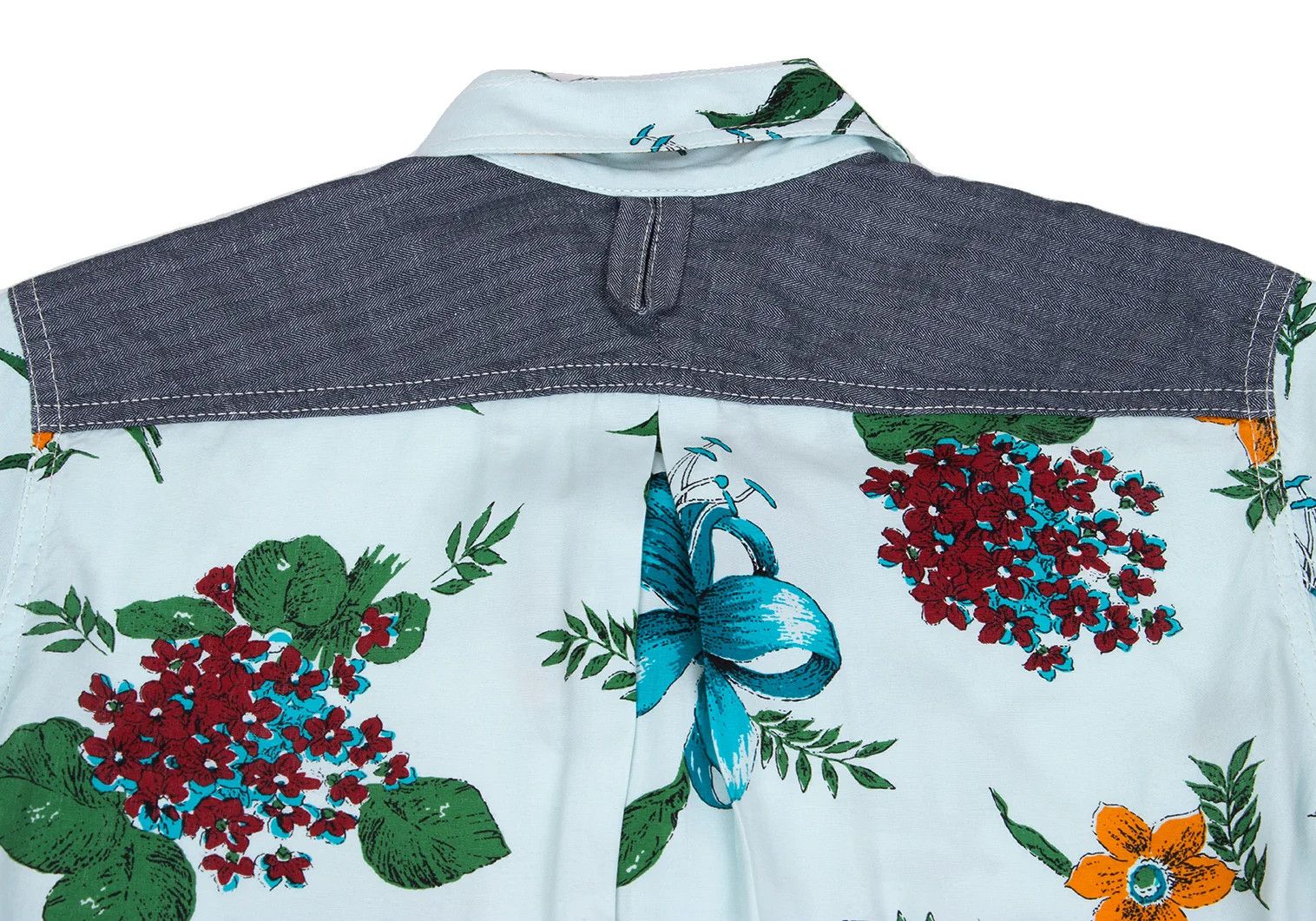 Junya Watanabe Floral Print Rayon Short Sleeve Shirt in Light Blue Size US XS / EU 42 / 0 - 13 Thumbnail