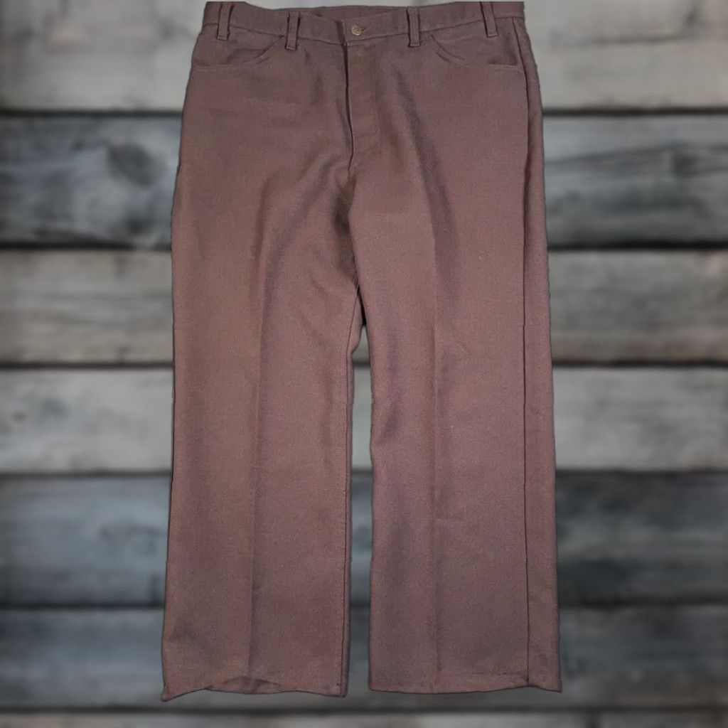 Levi's VINTAGE Levi's Pants Men's 38 x 27 Polyester Brown Zipper Scovill Black Tab Trousers Chino Straight Flat Front 80s Retro Mens Size US 38 / EU 54 - 1 Thumbnail