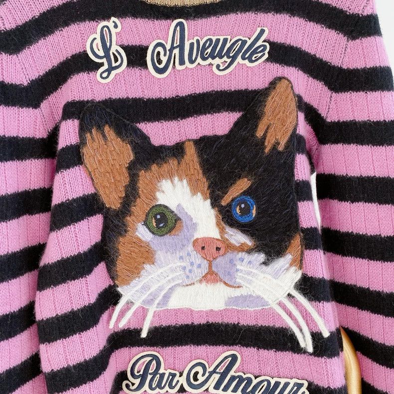 Gucci Gucci Kitten embroidered cashmere knitwear sweater Size S / US 4 / IT 40 - 5 Thumbnail