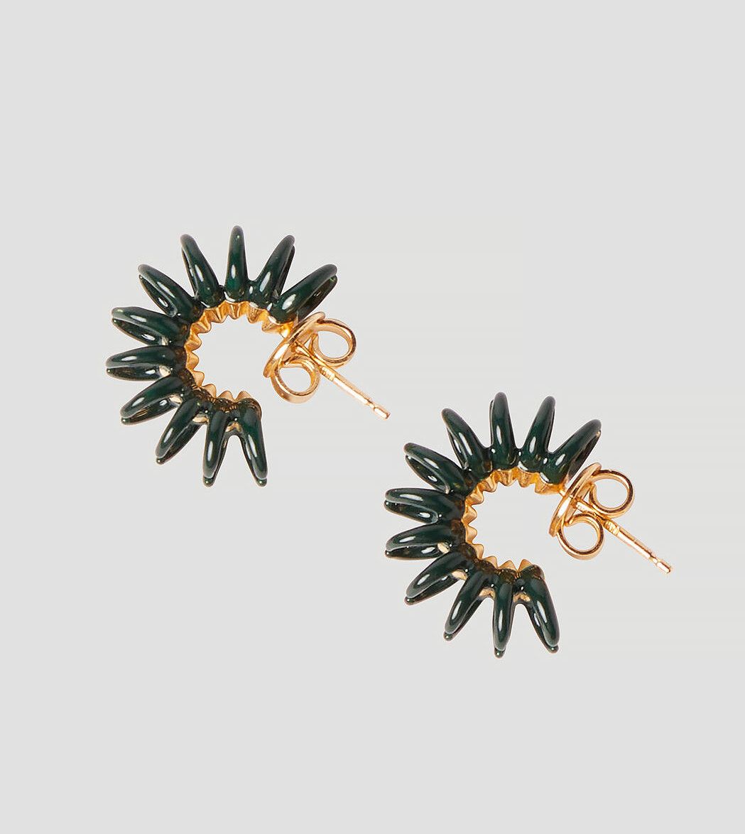 Bottega Veneta BOTTEGA VENETA Spine dark green enameled hoop earrings q Size ONE SIZE - 1 Thumbnail