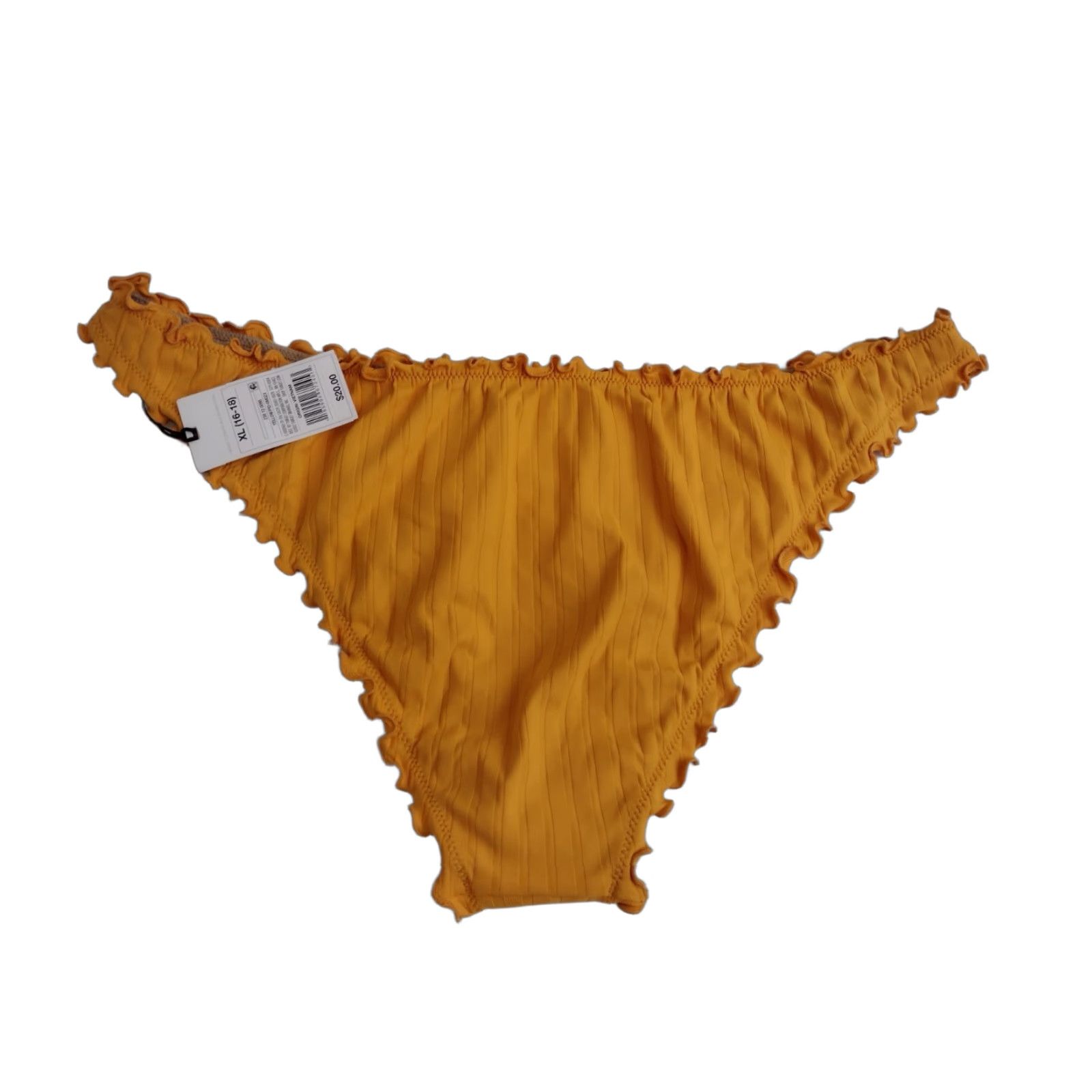 Vintage Shade & Shore High Leg Extra Cheeky Yellow Ribbed Bikini Bottom XL 16-18 Women's Swimsuit Bottom Costumes Beach Size 40" / US 18 - 1 Thumbnail