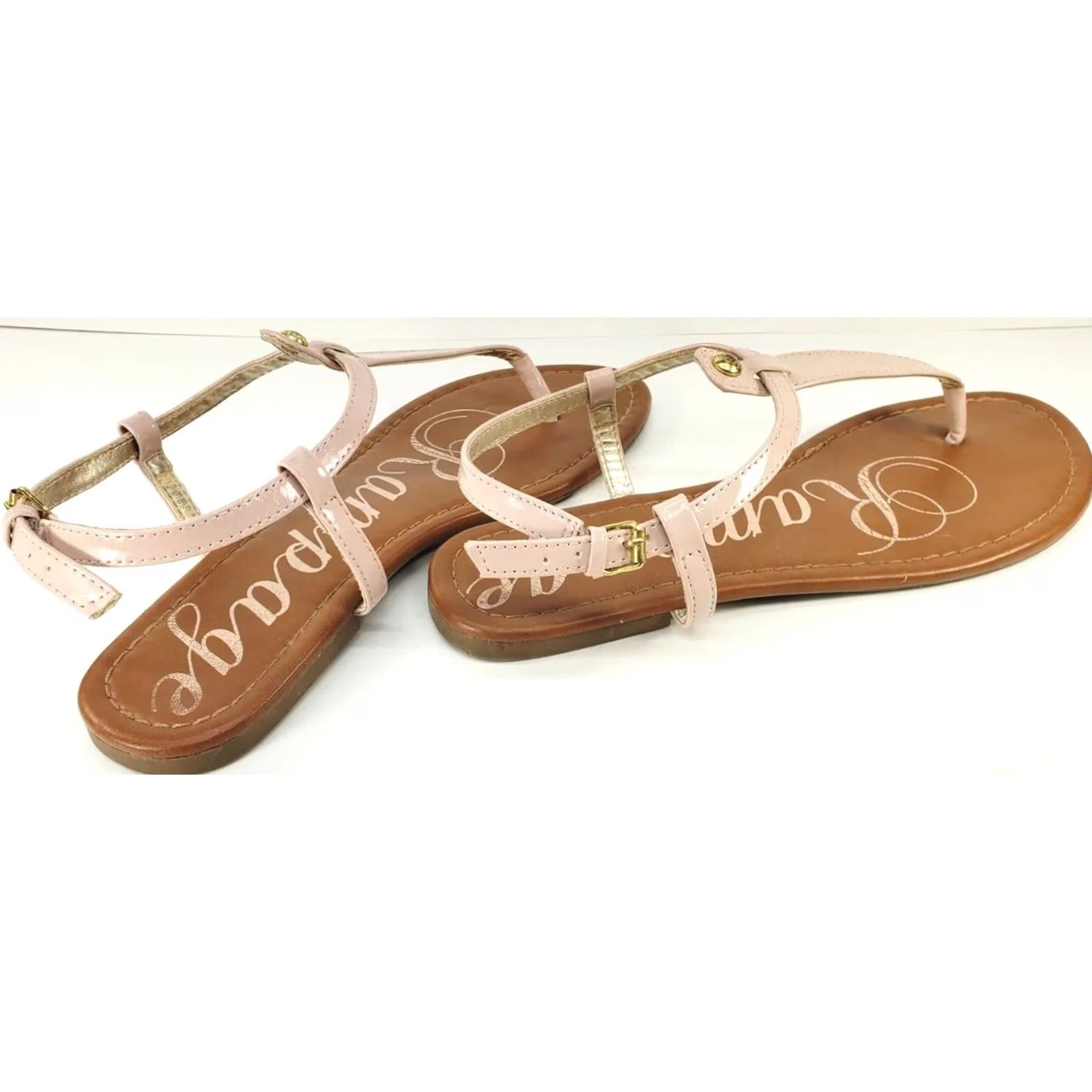 Vintage Rampage Peshmina T-strap Flat Sandals Pink 8.5M Women Sandal Casual with Gold Buckle Ornament Strap Size US 9 / IT 39 - 4 Thumbnail