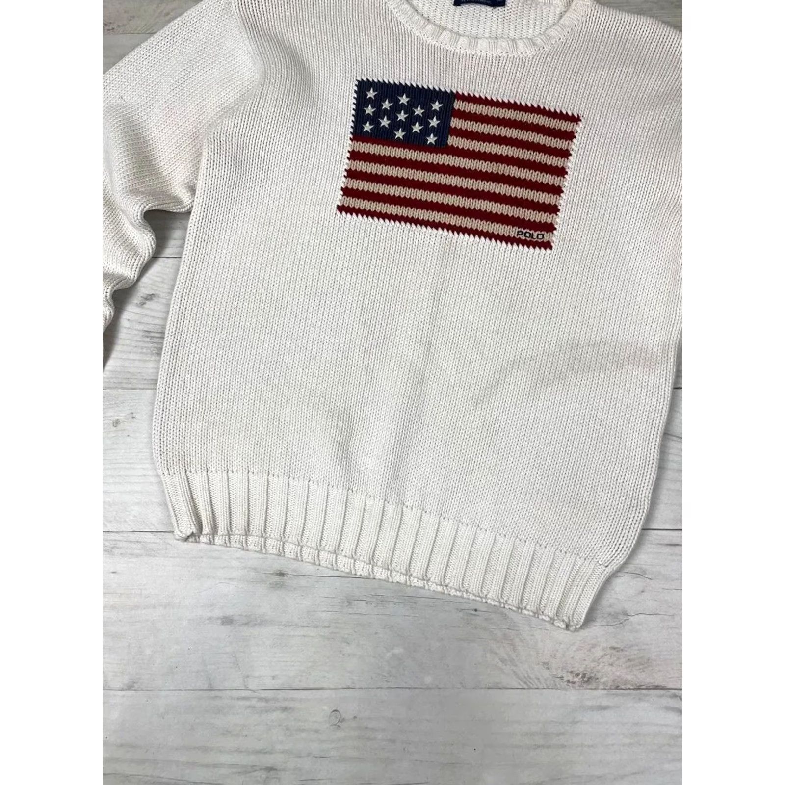 Polo Ralph Lauren VINTAGE Polo Ralph Lauren Sweater Shirt XL White USA 90s Mens Pullover Knit Cotton Logo 90s USA Size US XL / EU 56 / 4 - 3 Thumbnail