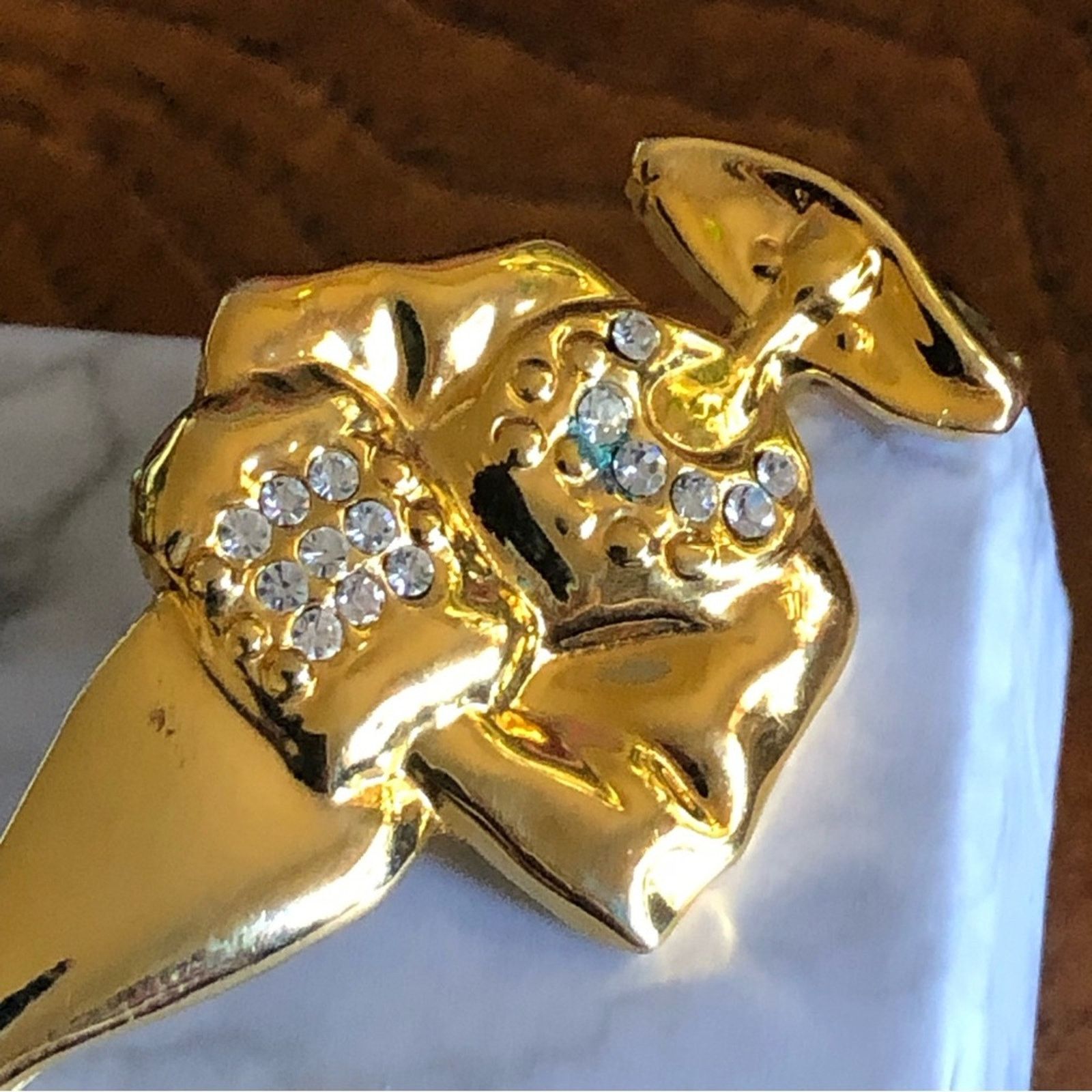 Vintage Vintage stylish lady gold plated rhinestone brooch pin Size ONE SIZE - 2 Thumbnail