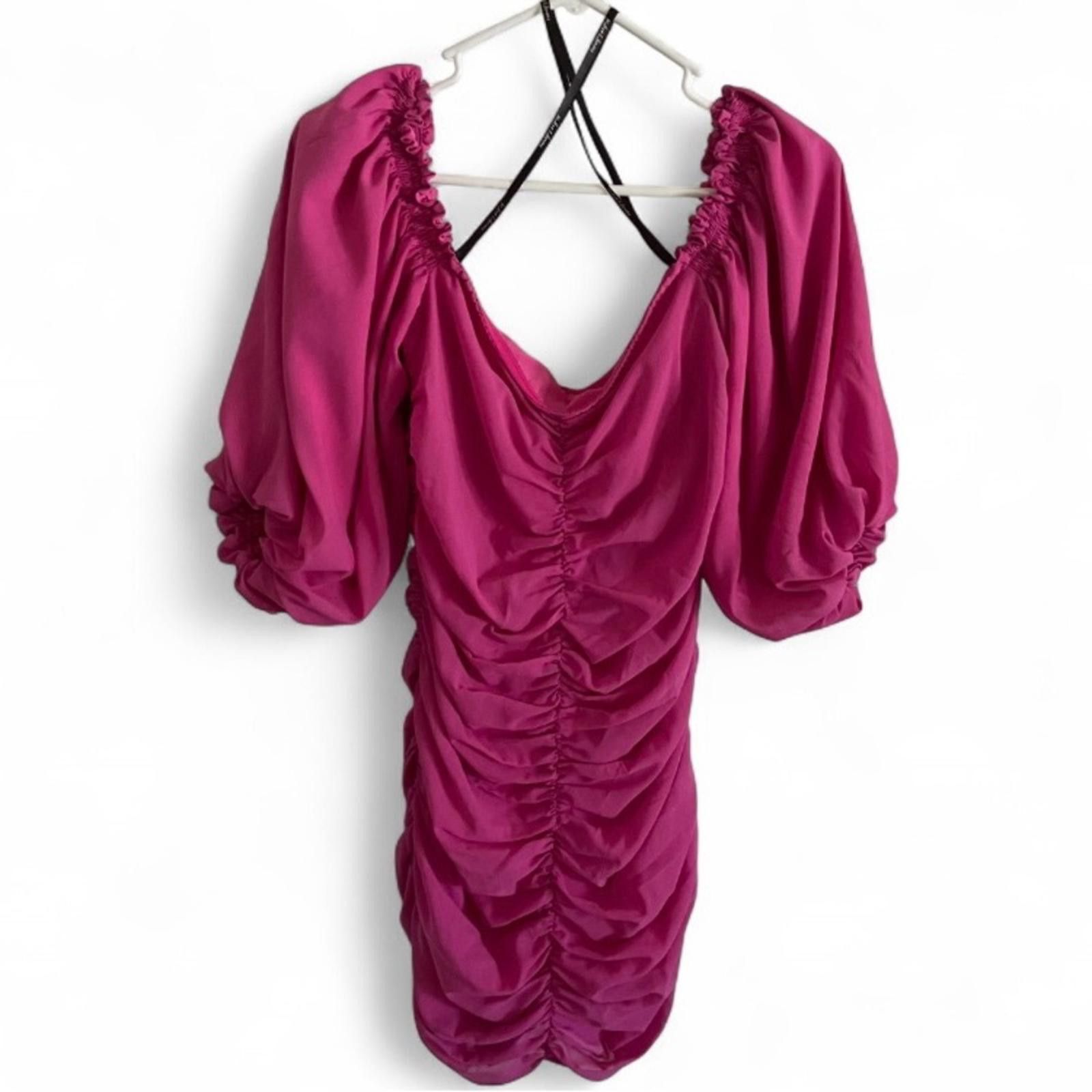 Designer For Love & Lemons Pink Ruched Mini Dress Womens Size XS/S Size XS / US 0-2 / IT 36-38 - 4 Thumbnail