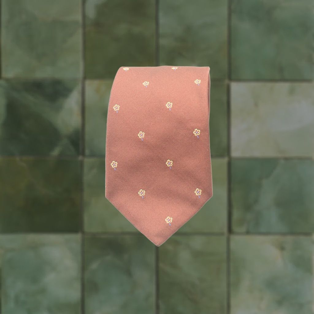 Vintage BOGGI Milano Neck Tie Mens Orange Mini Floral 100% Silk Classic Size ONE SIZE - 1 Thumbnail