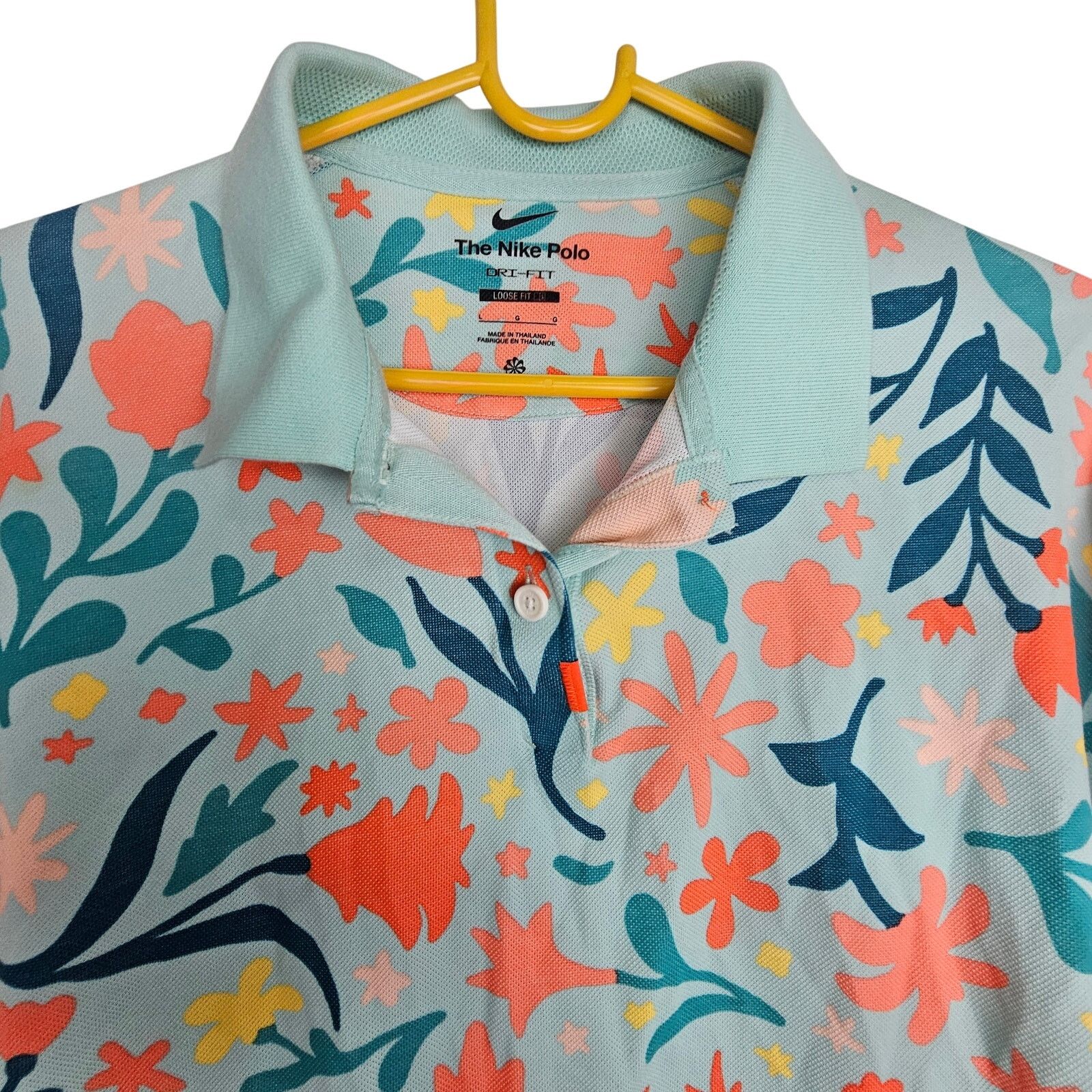 Nike Nike Women Floral Cropped Polo Shirt Dri-Fit Sporty Stretch Size L / US 10 / IT 46 - 2 Thumbnail