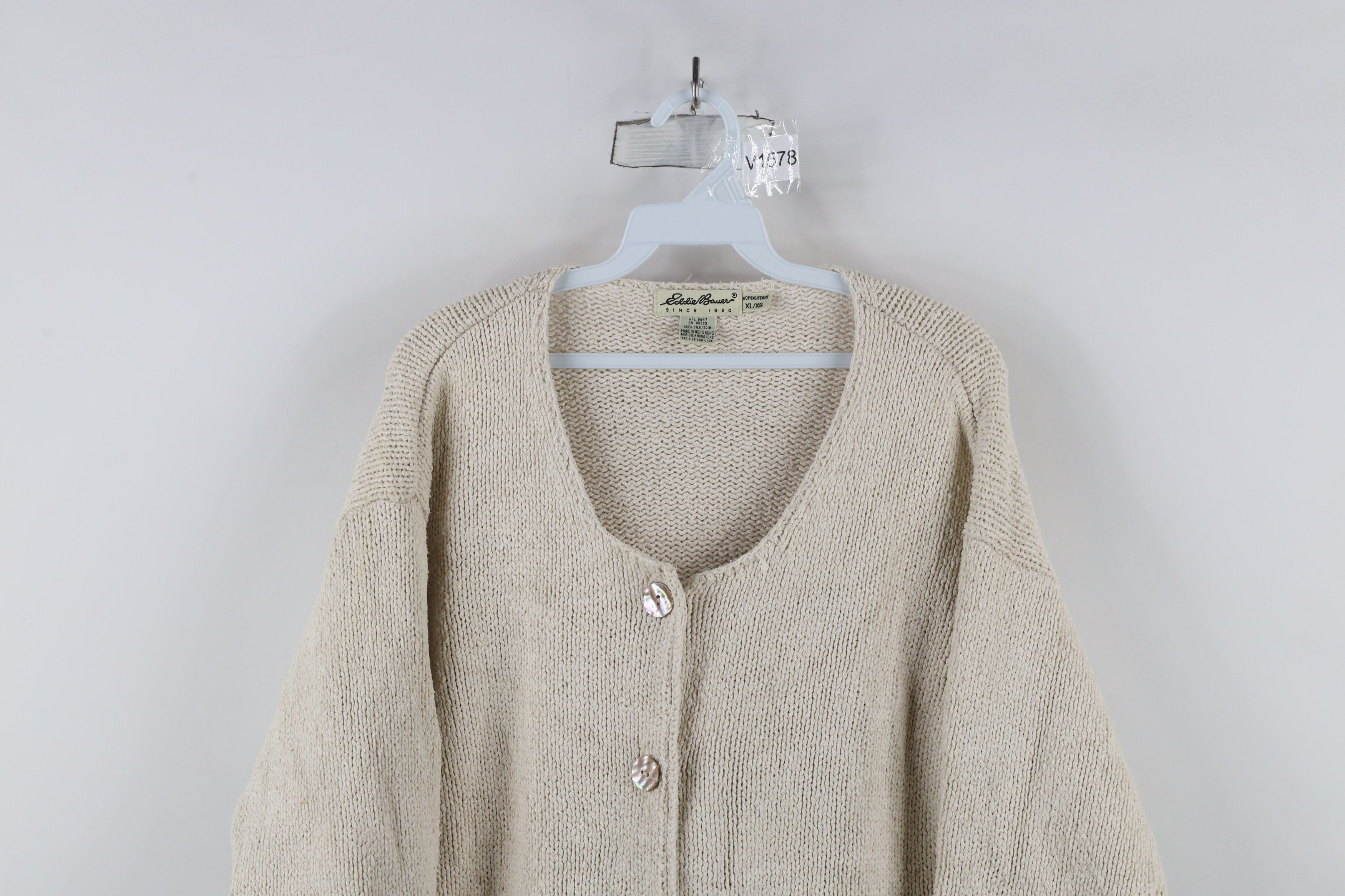 Eddie Bauer × Vintage Vintage 90s Eddie Bauer Silk Knit Button Cardigan Sweater Size XL / US 12-14 / IT 48-50 - 2 Thumbnail