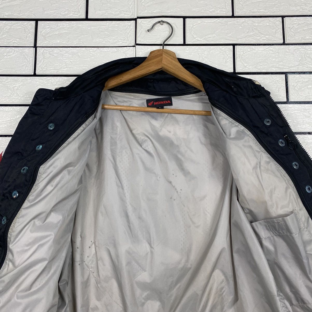Honda 📌Vintage Biker Jacket Racing Honda Full Patches Big Logo Size US L / EU 52-54 / 3 - 15 Thumbnail