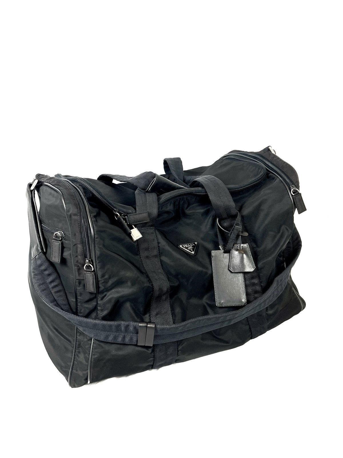 Prada 🖤 Prada Nylon Leather 2 way Duffle Bag w/ Lock & Charms 🖤 Size ONE SIZE - 1 Thumbnail