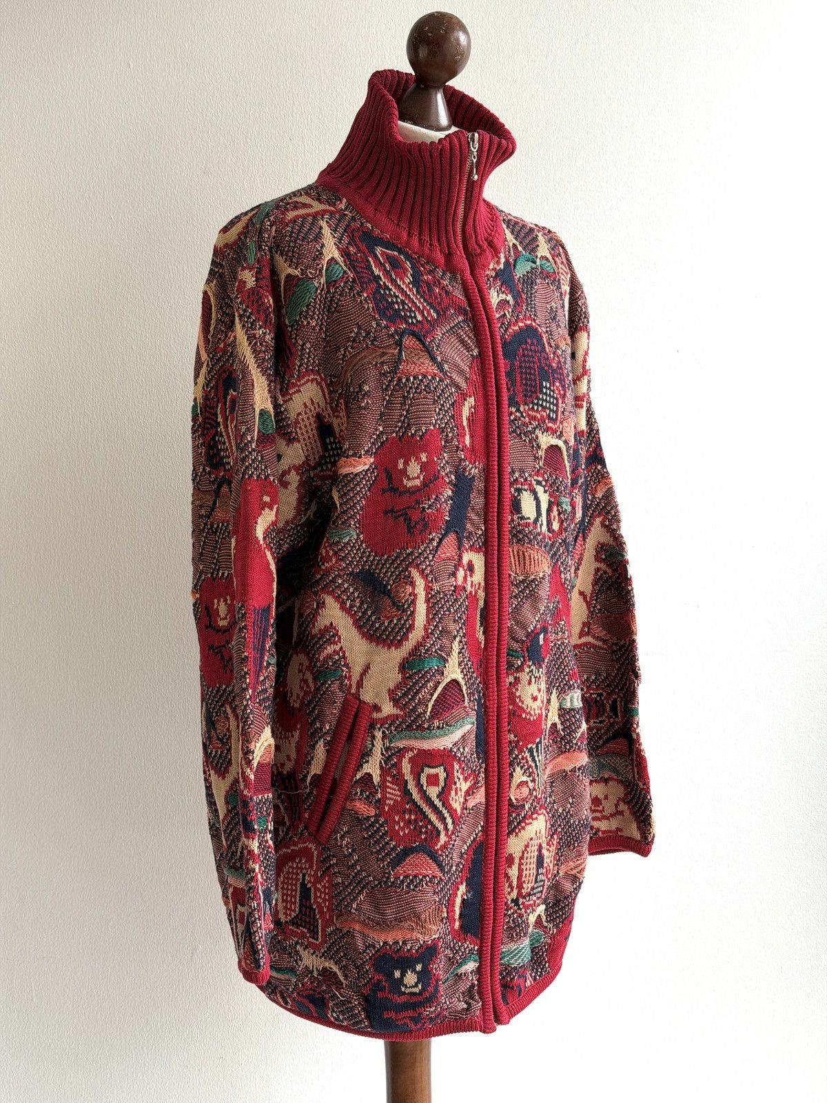 Coogi Vintage 90s Coogi Australia Tapestry Knit Cardigan Cotton Size 40L - 6 Thumbnail