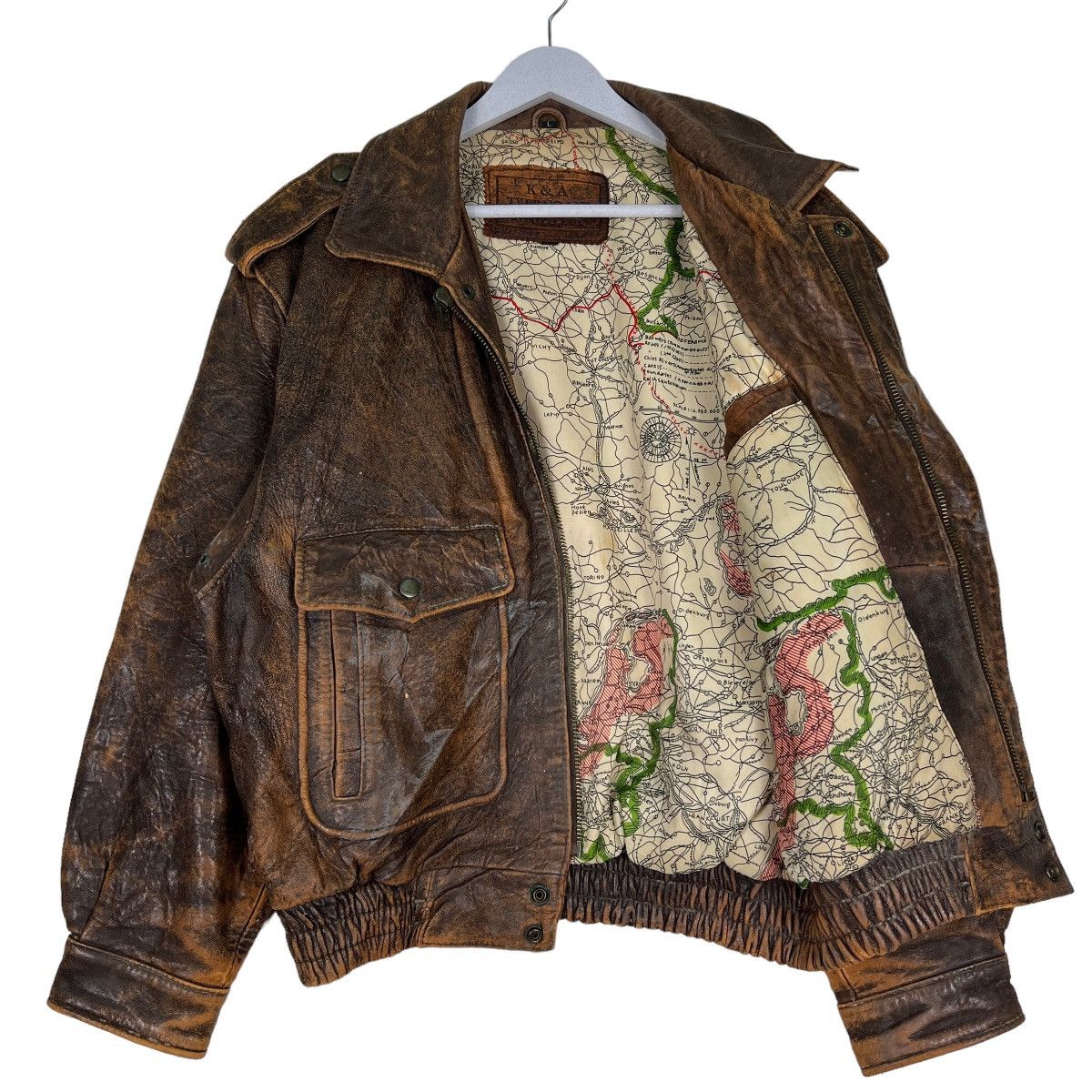 Japanese Brand 🔥 TRUE VINTAGE K&A LEATHER BOMBER JACKET Size US L / EU 52-54 / 3 - 9 Thumbnail