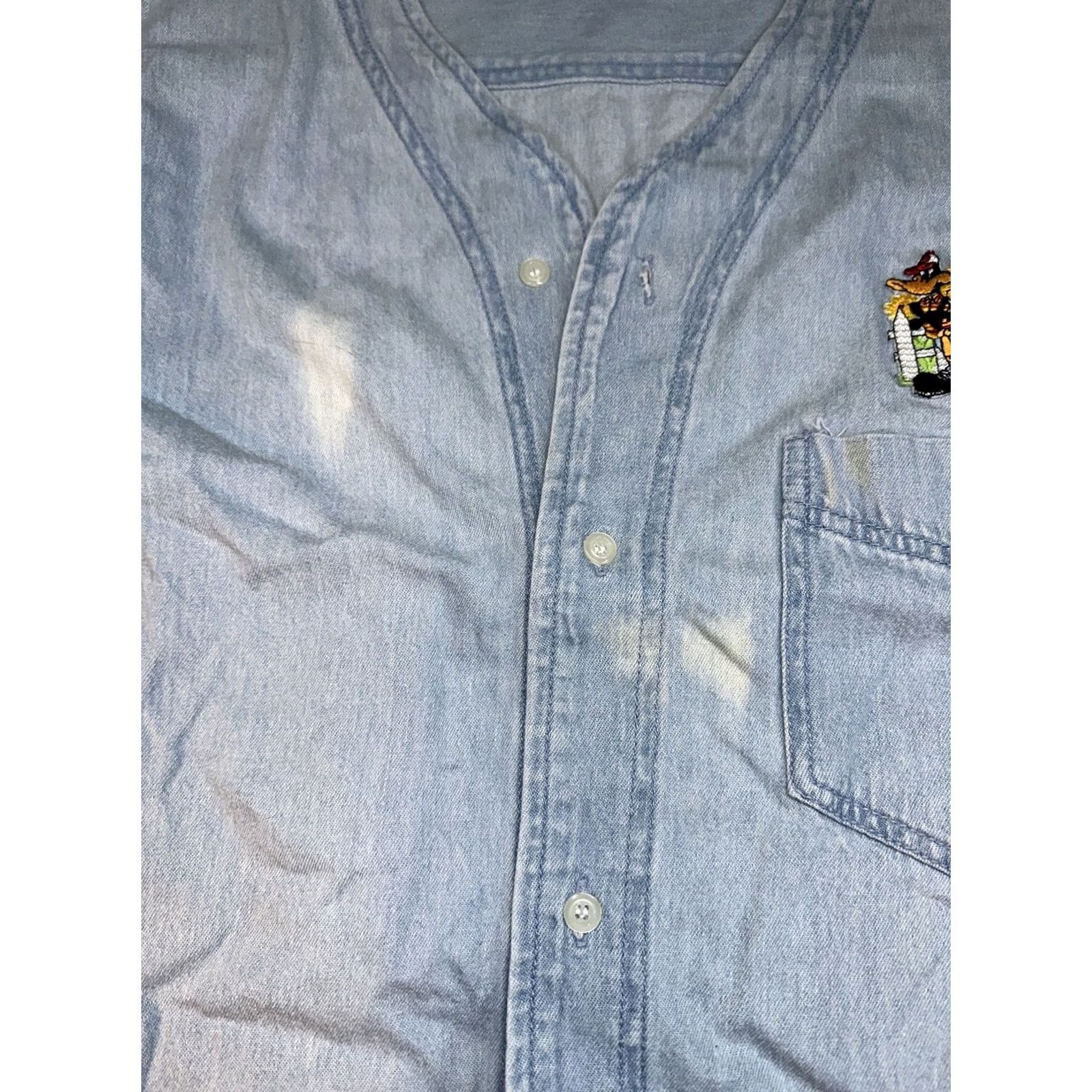 Vintage VINTAGE Looney Tunes Denim Jersey Shirt XL Women Blue 1990s Button-Up Girls Womens Fans Size XL / US 12-14 / IT 48-50 - 3 Thumbnail