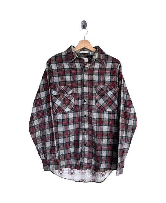 image of Vintage Sears Plaid Tartan Flannel Shirt, Men's (Size Medium)