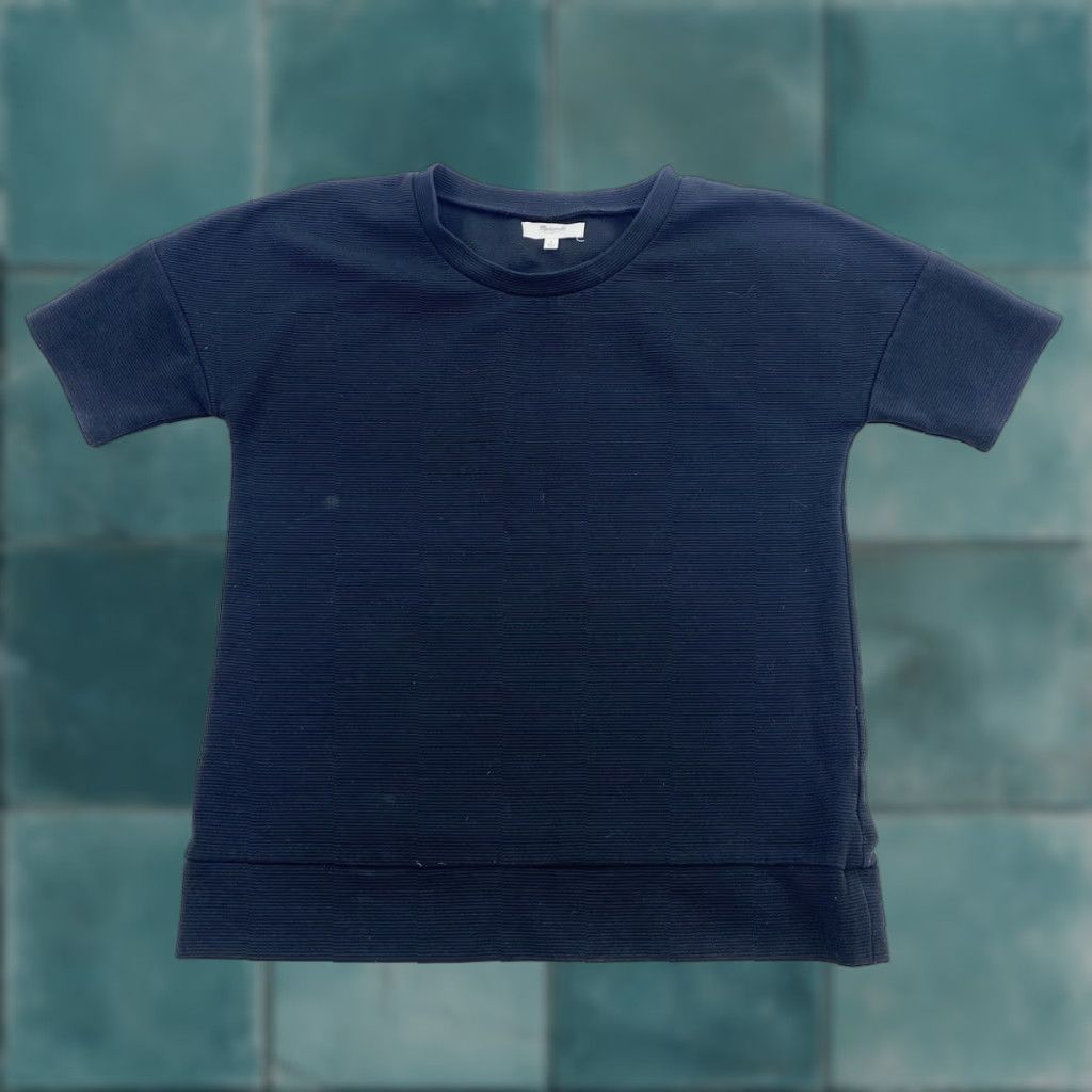 Madewell Madewell Top Women’s Size S Black Bistro Ribbed Blouse Short Sleeve Crew Neck Casual Knit Cotton Blend Regular Fit Ladies Size S / US 4 / IT 40 - 1 Thumbnail